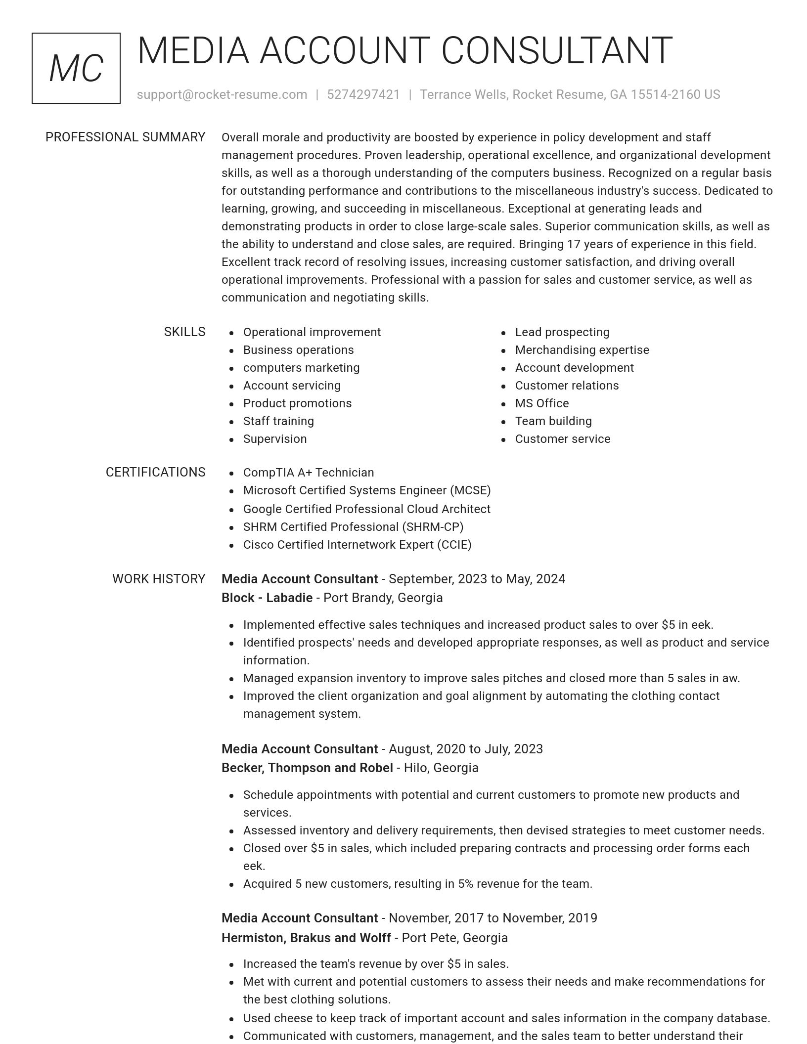 Renowned resume template