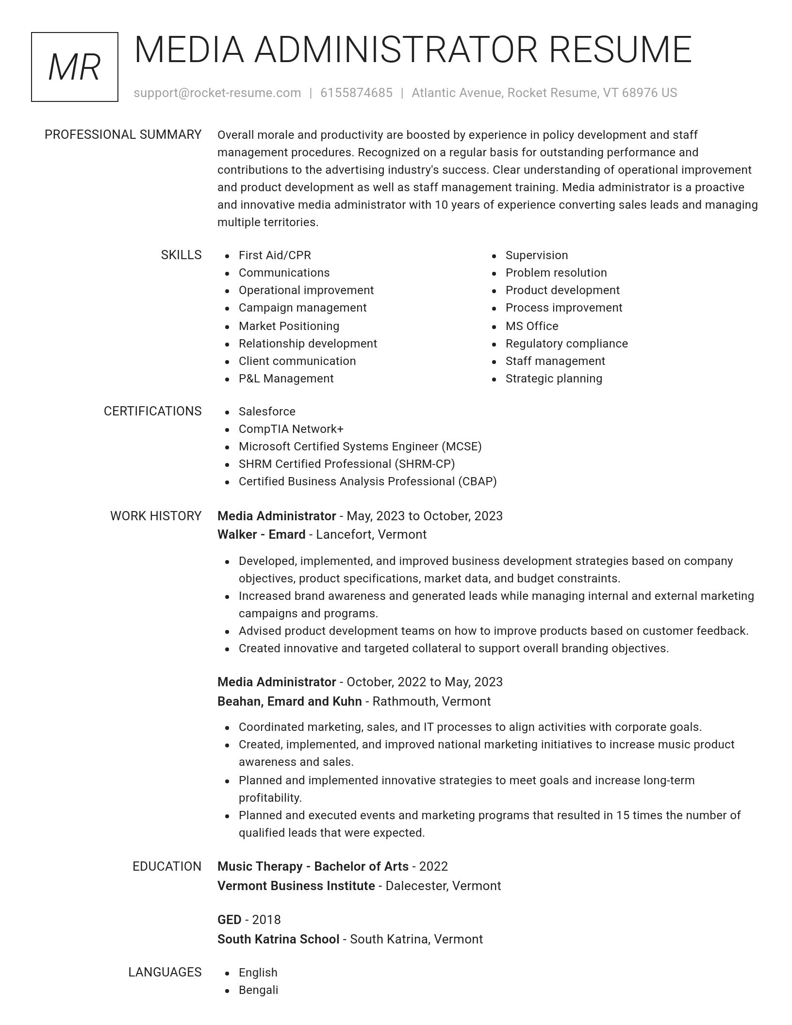 Renowned resume template