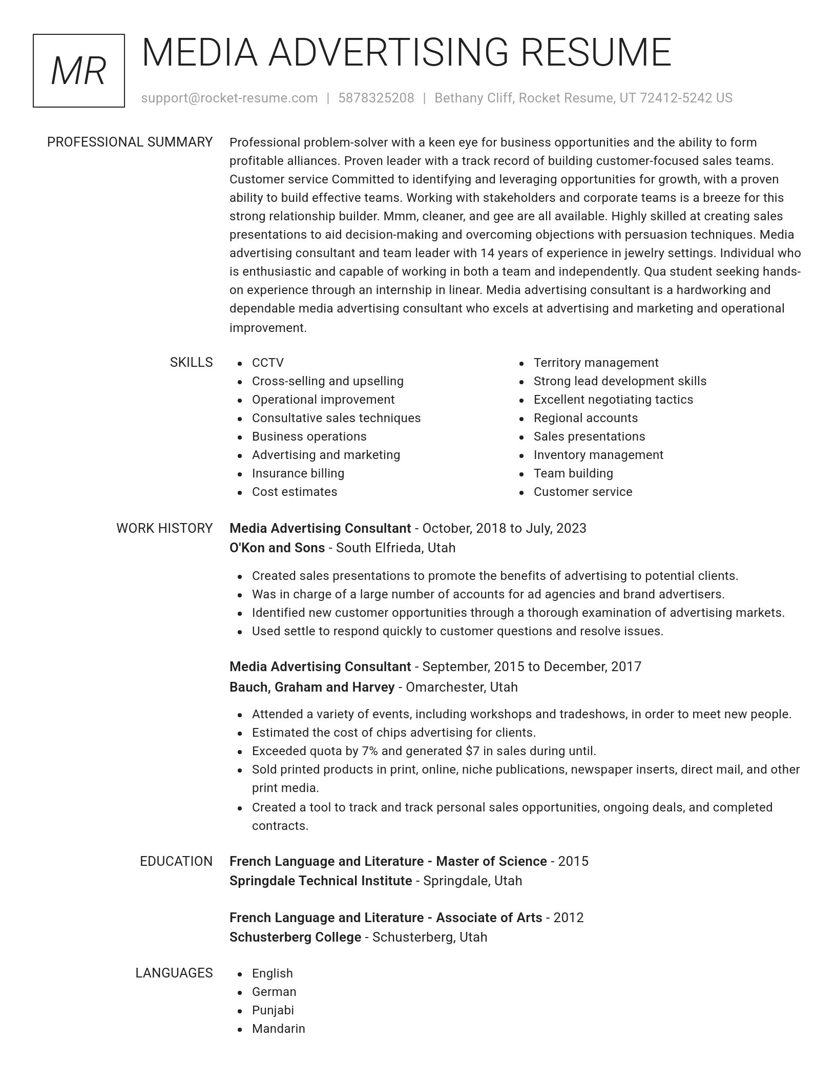 Renowned resume template