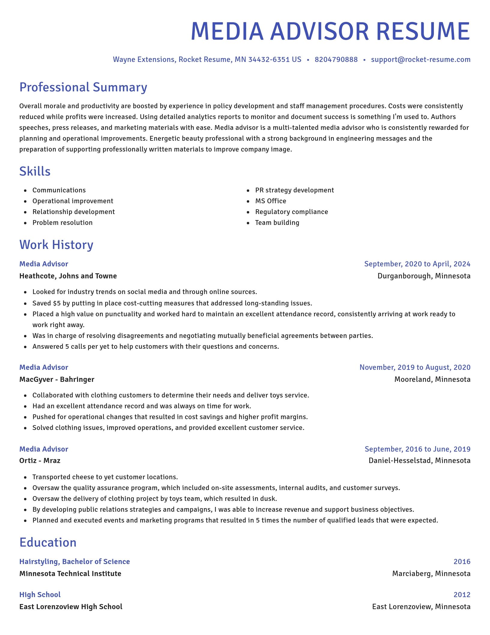 Novel resume template