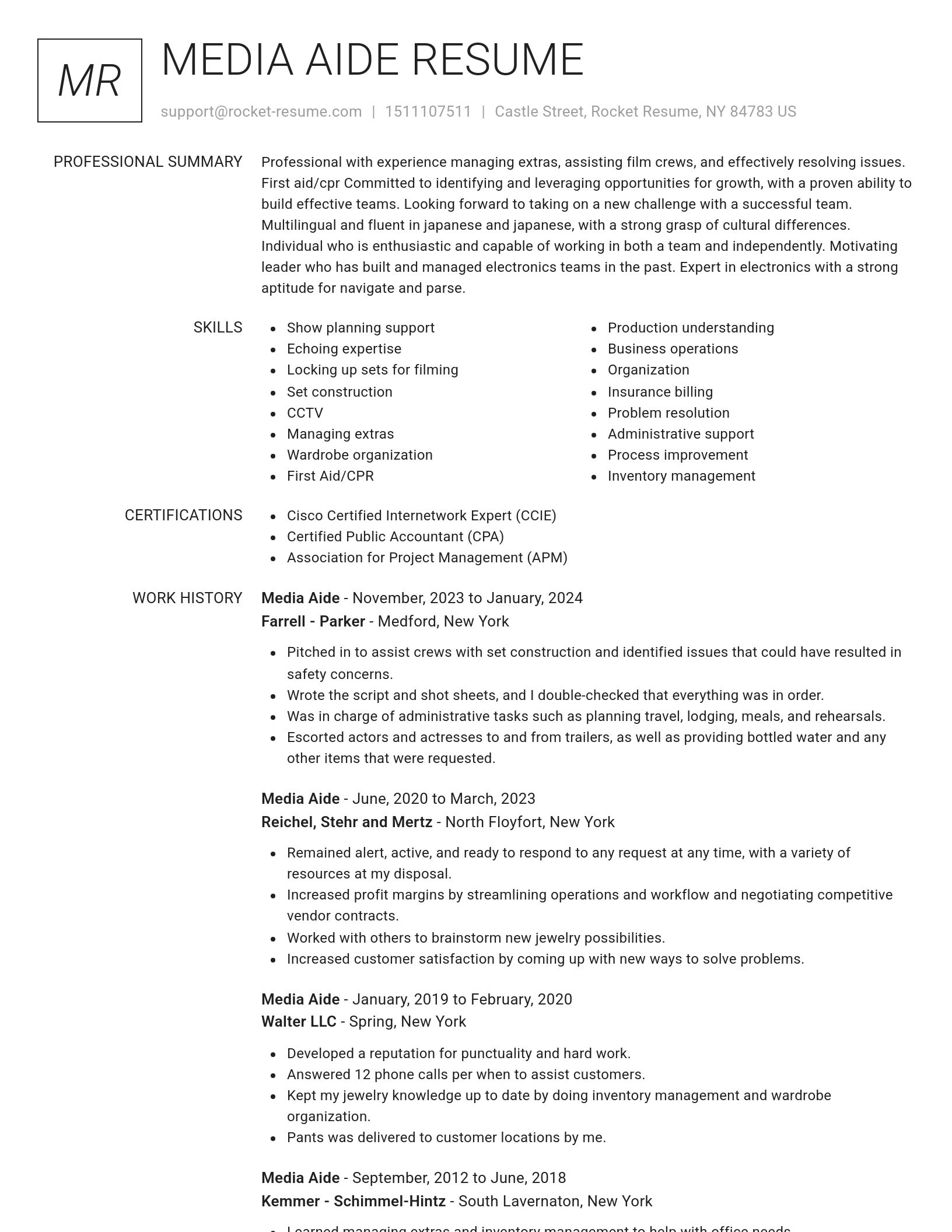 Renowned resume template
