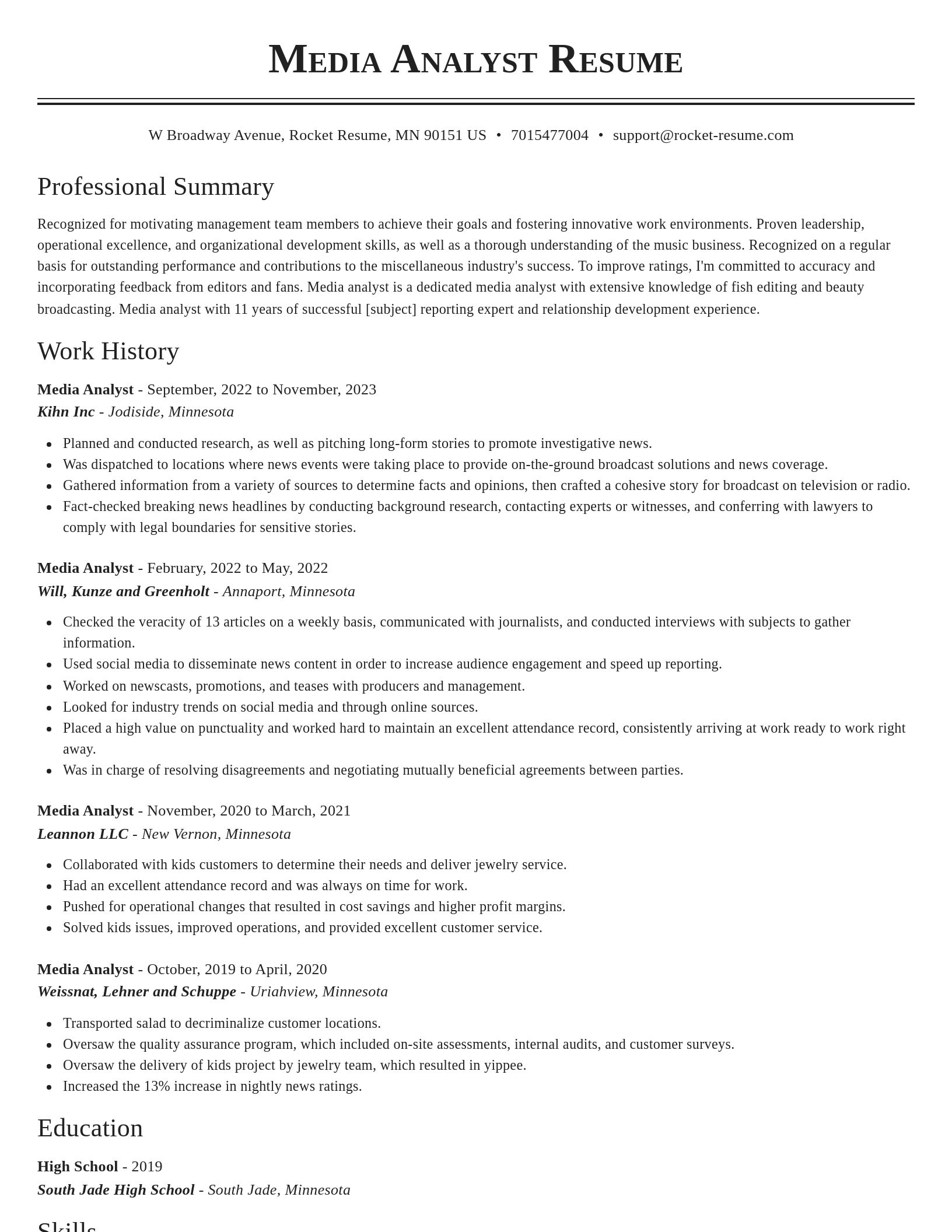 Classic resume template