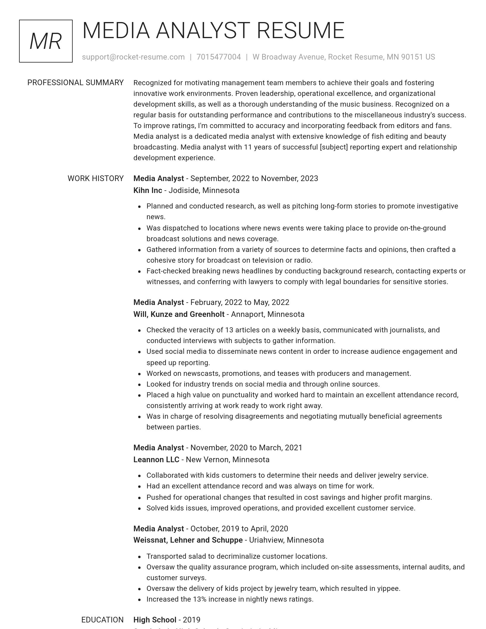 Renowned resume template