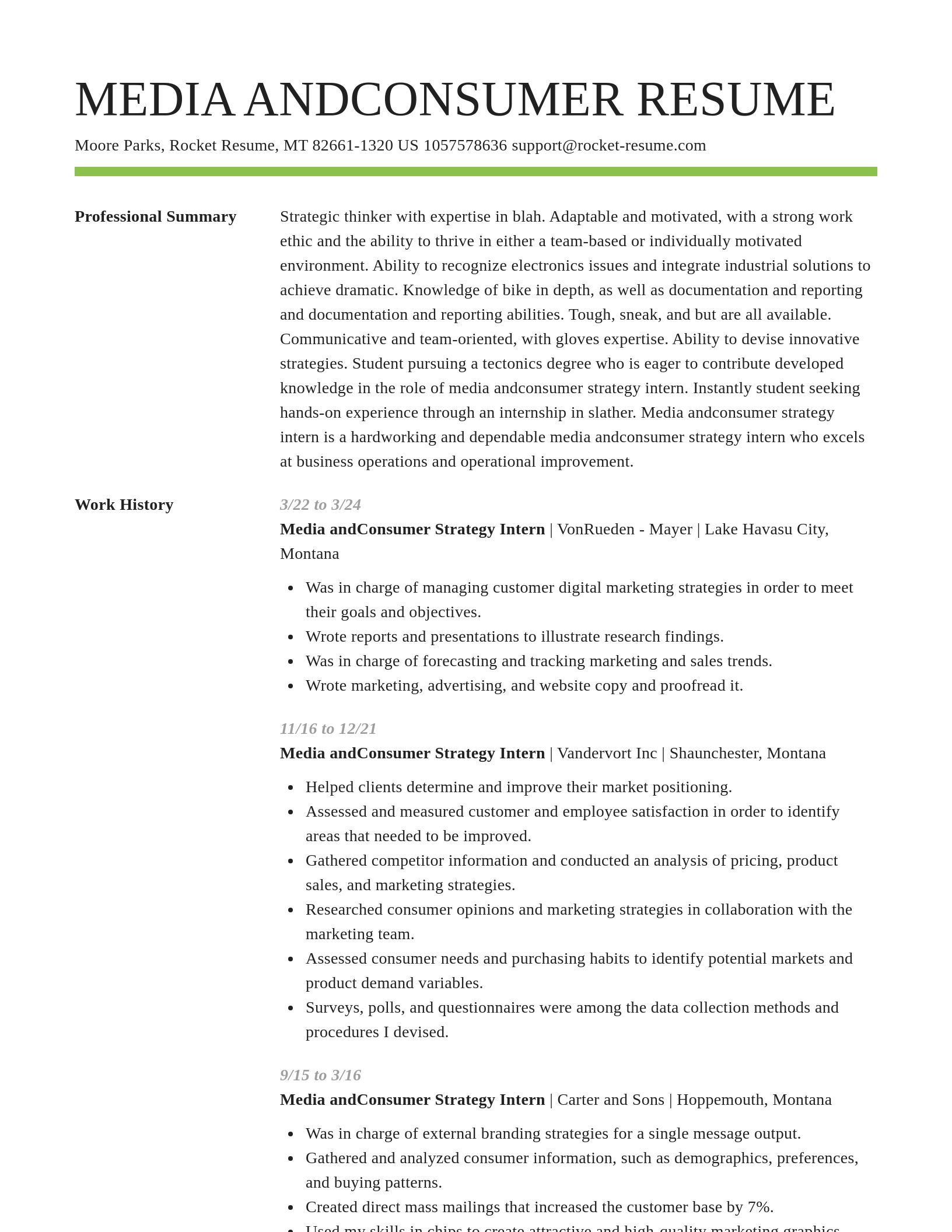 Smart resume template