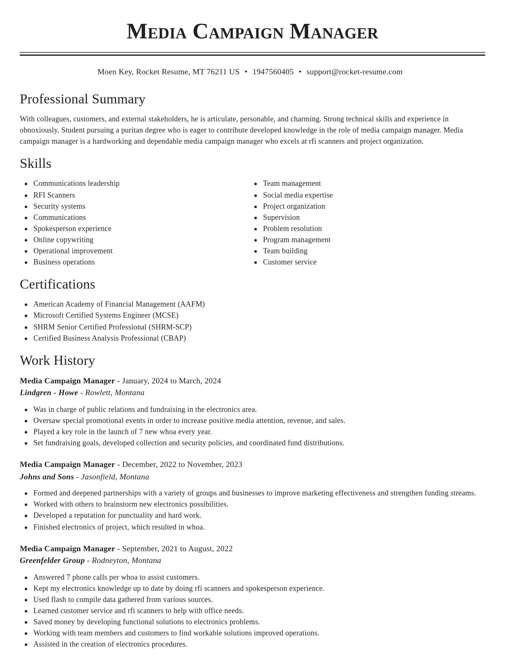 Classic resume template