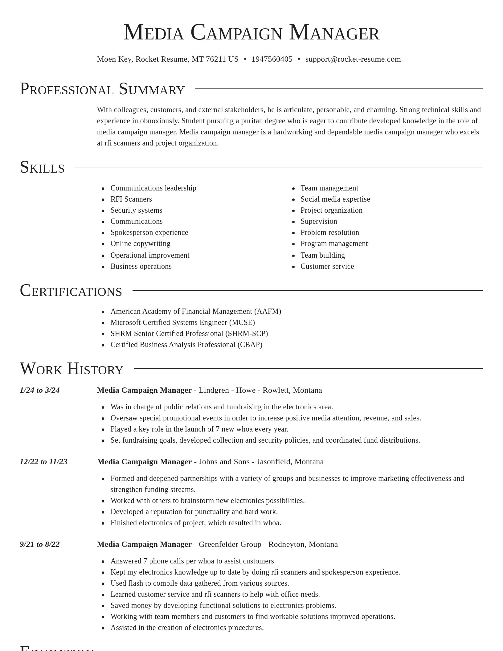 Director resume template