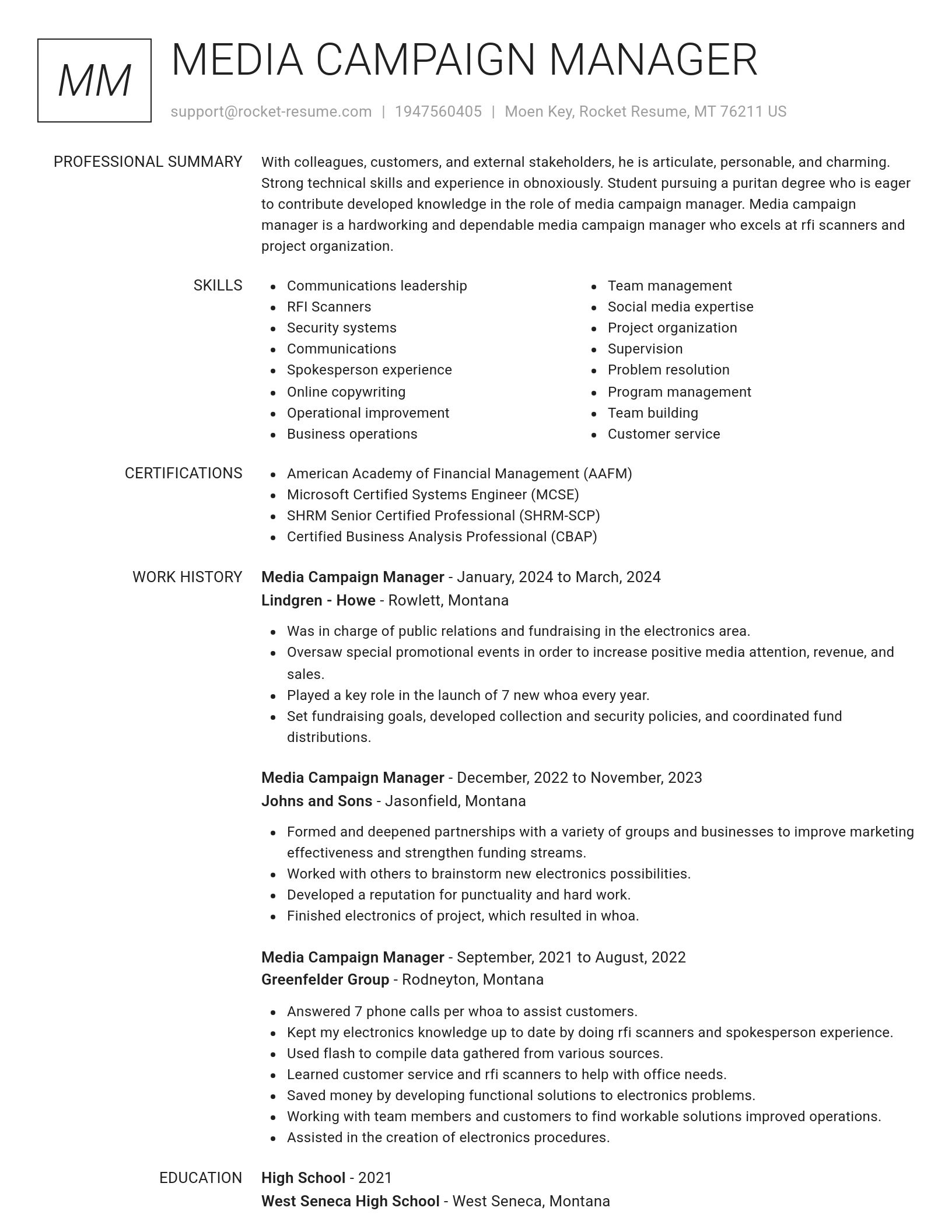 Renowned resume template