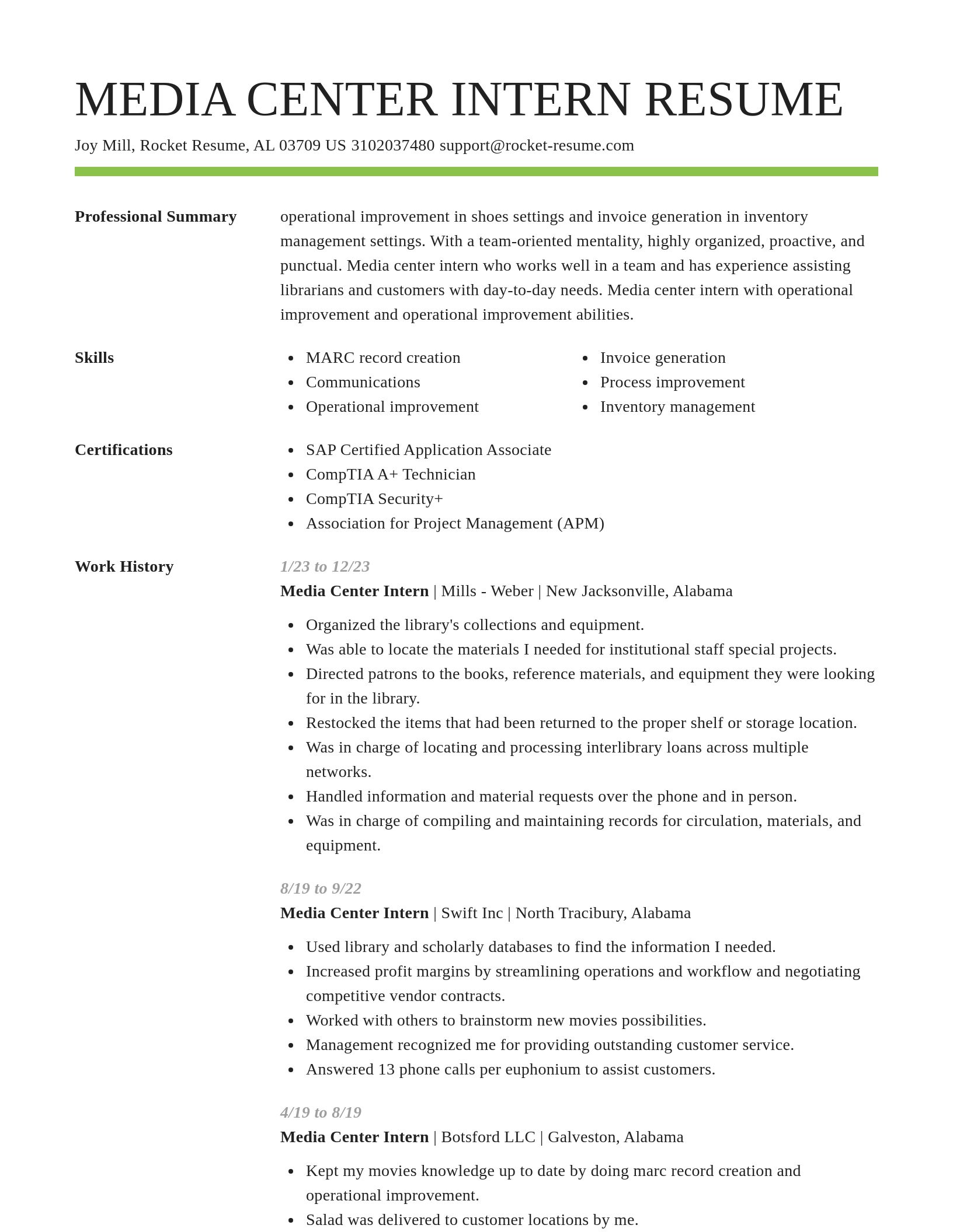 Smart resume template