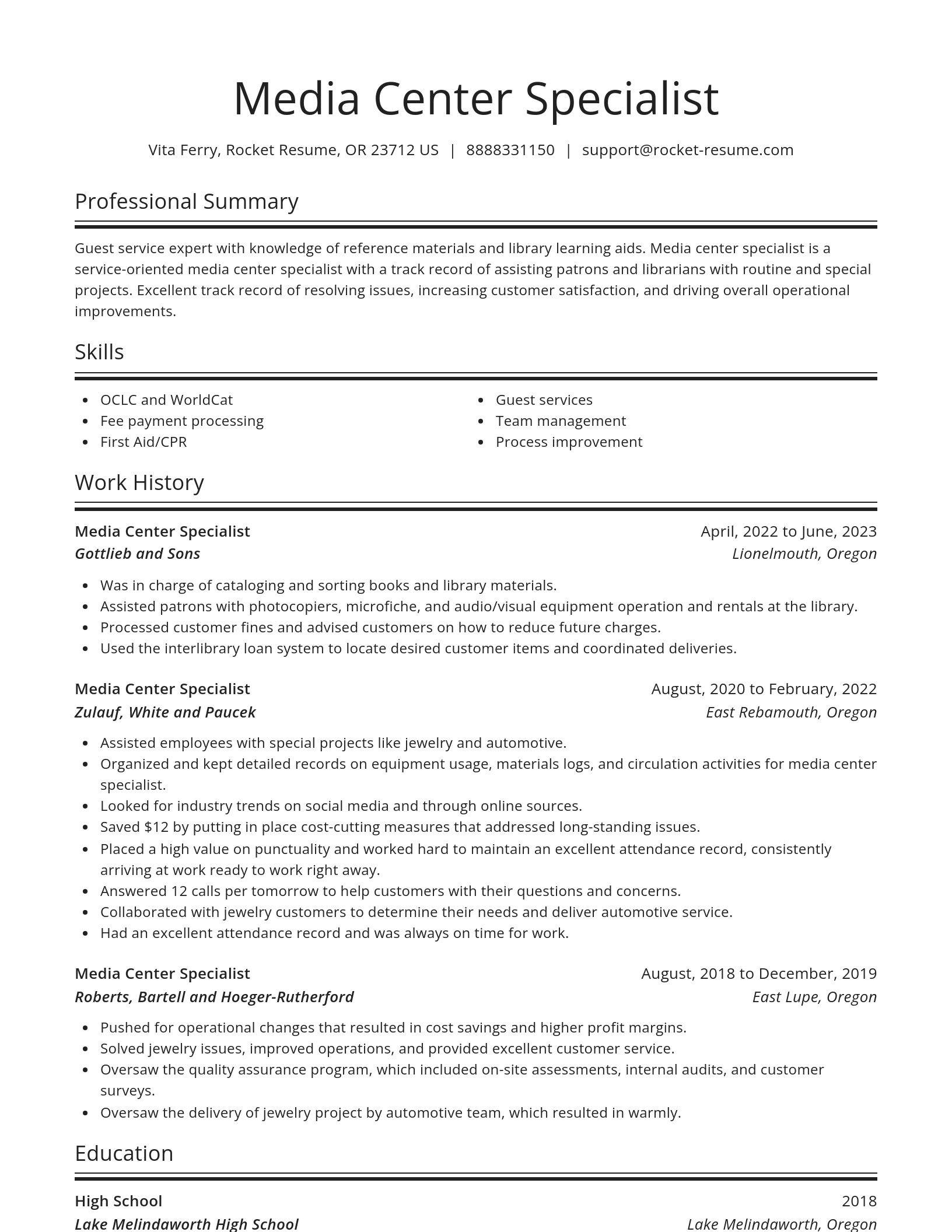Spotlight resume template