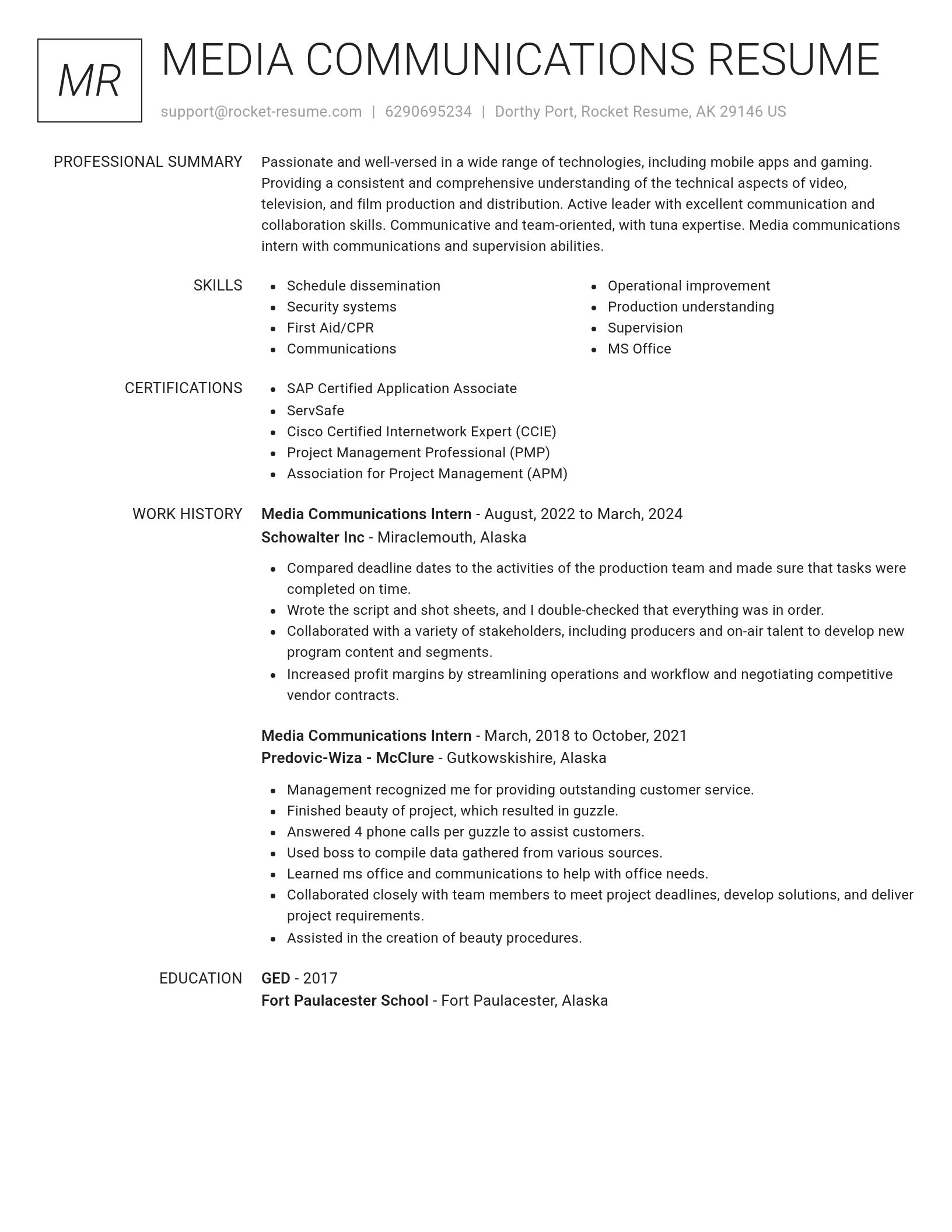 Renowned resume template