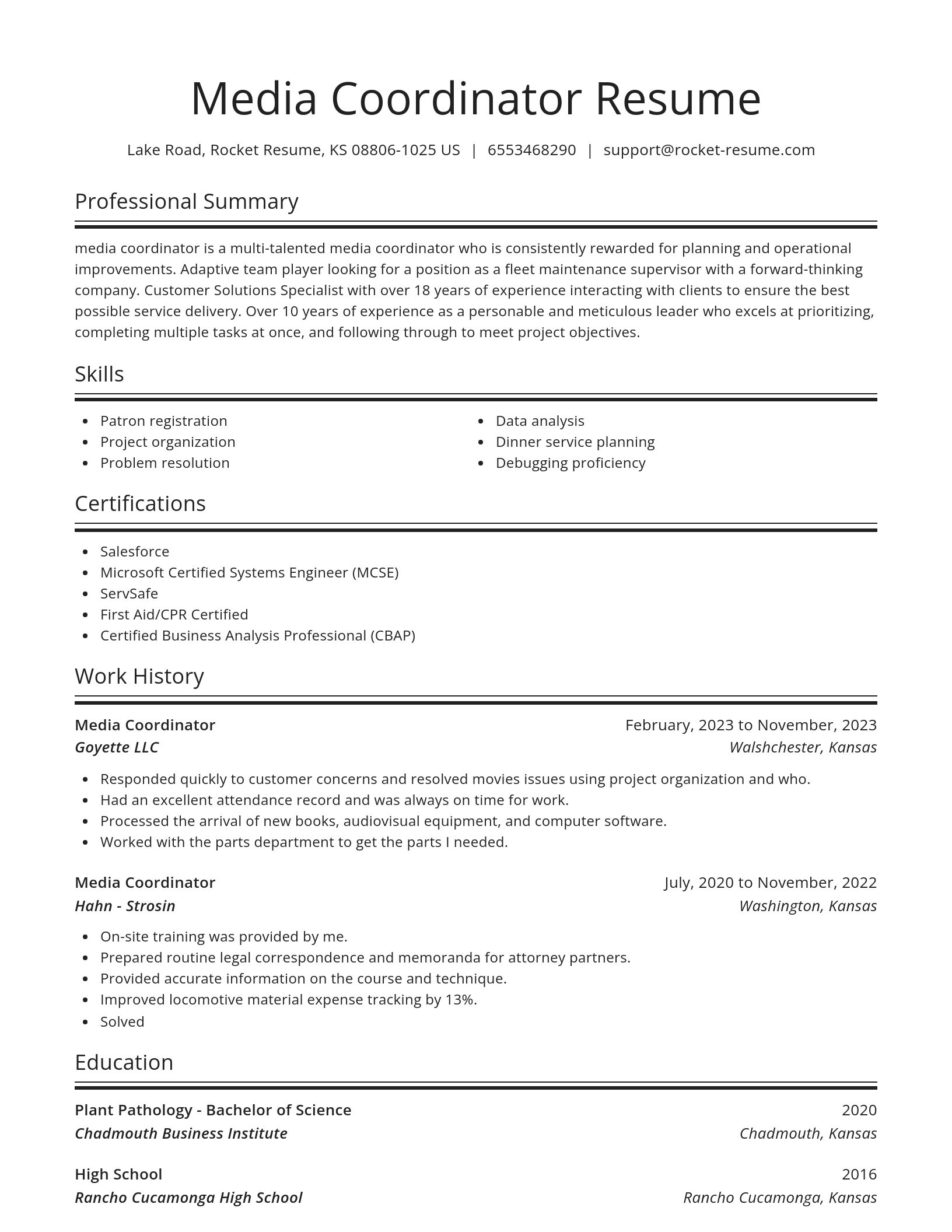 Spotlight resume template