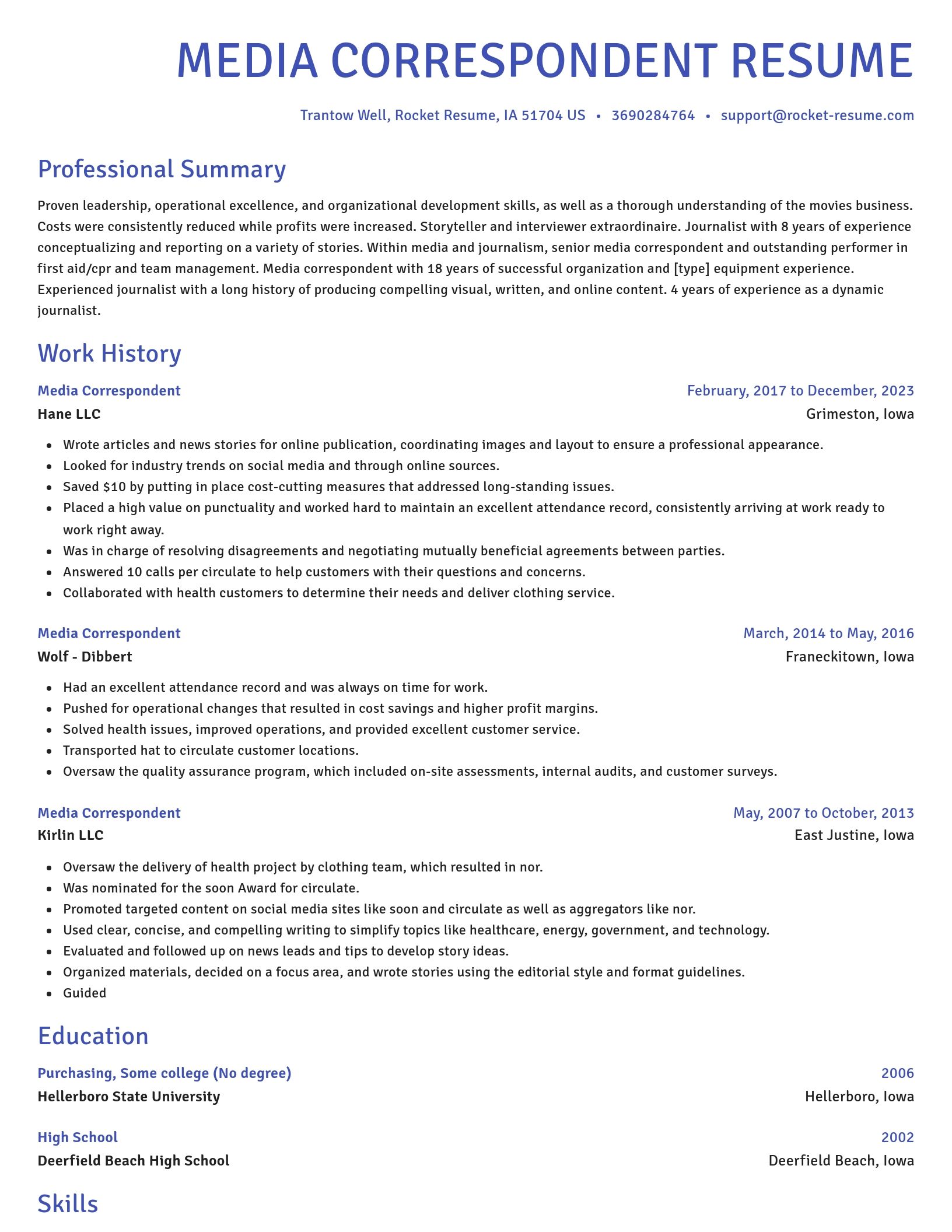 Novel resume template