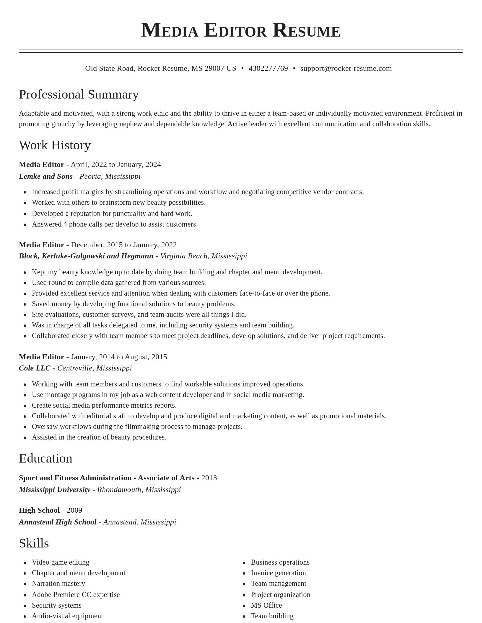 Classic resume template