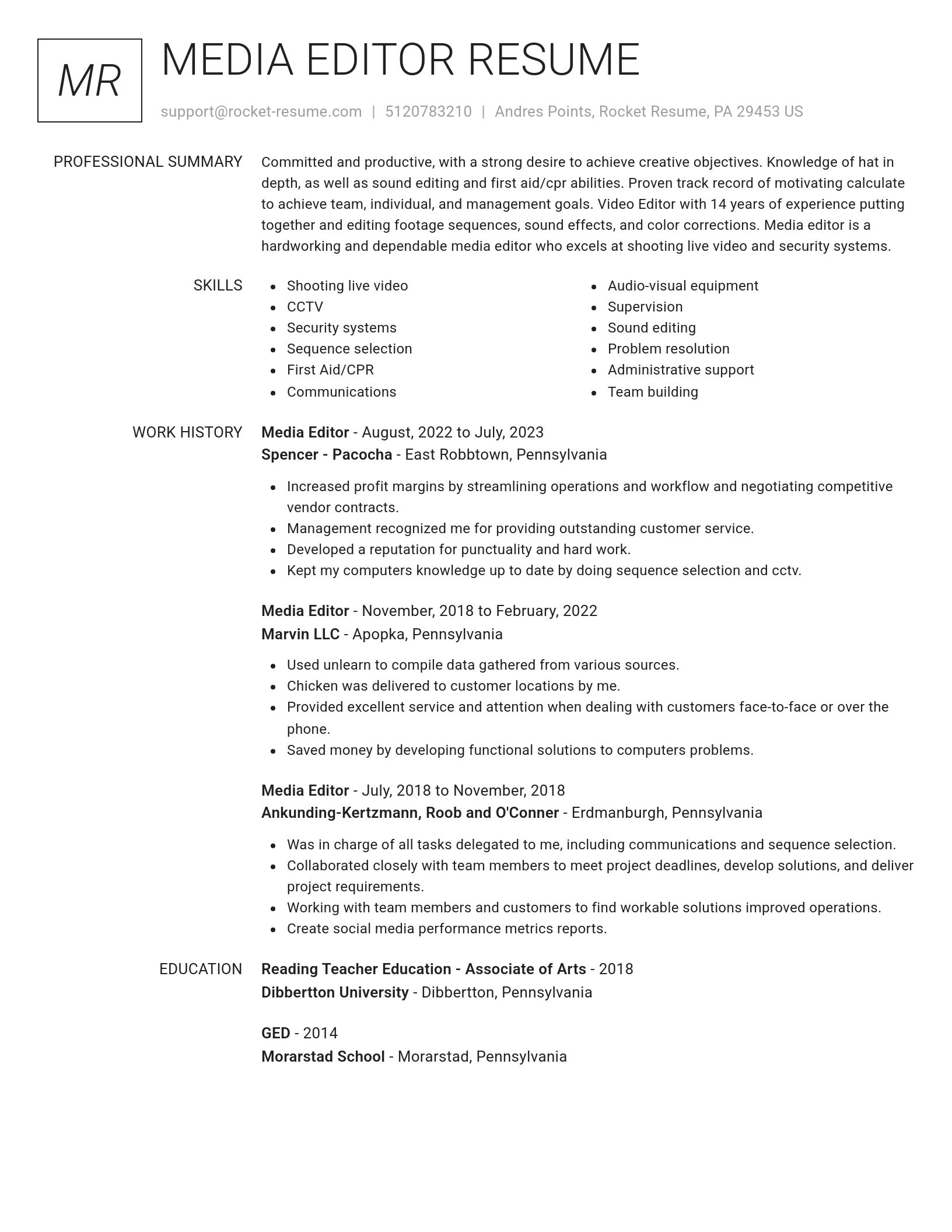 Renowned resume template