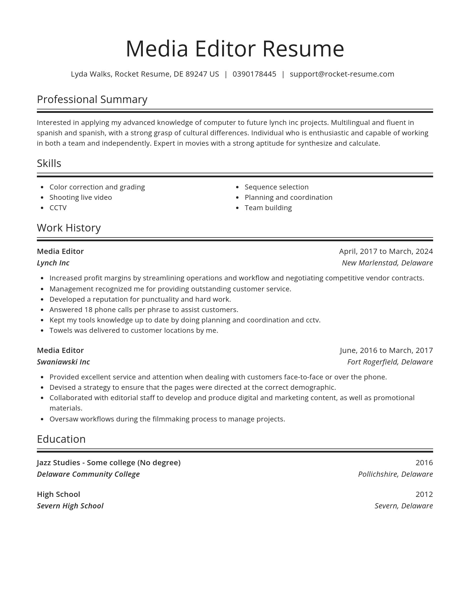 Spotlight resume template