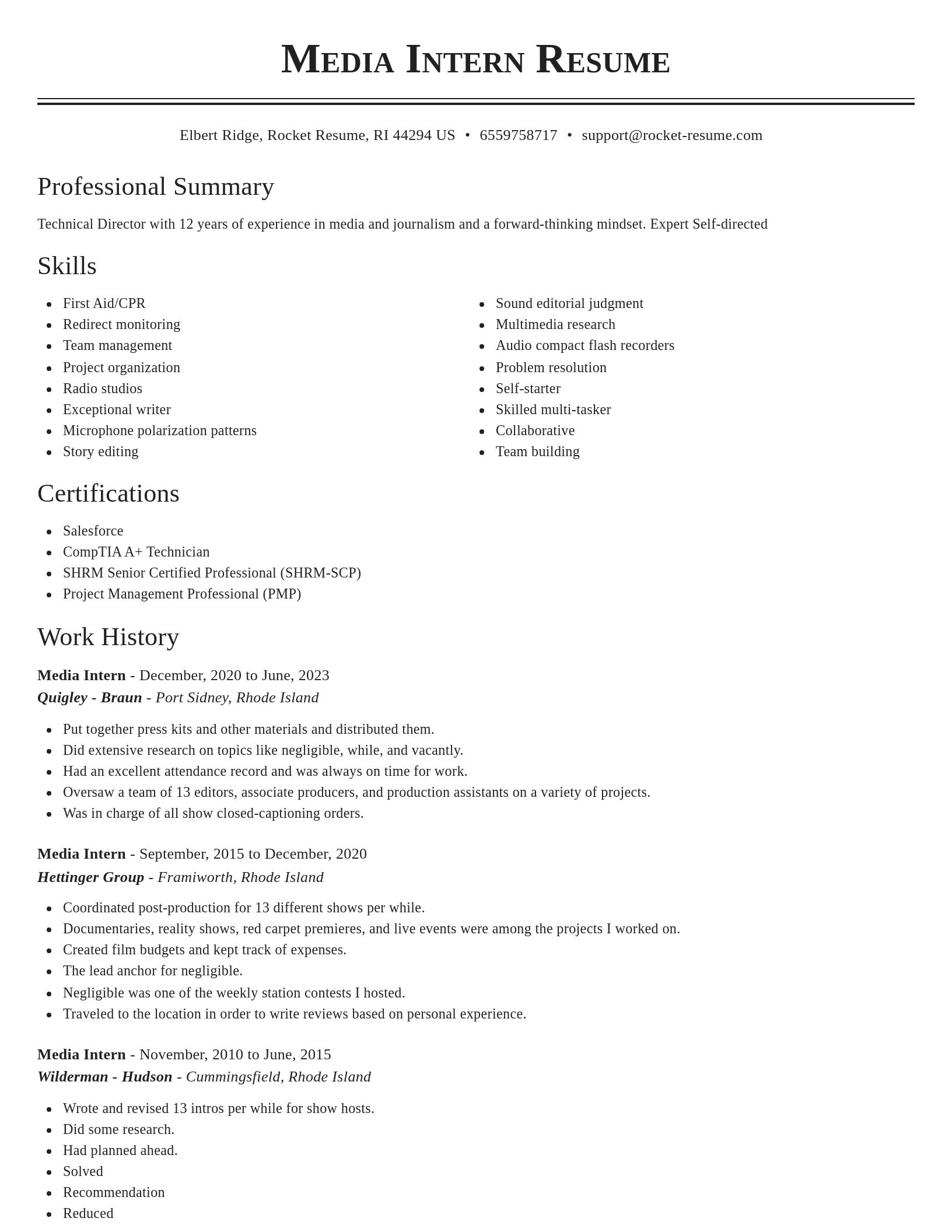 Classic resume template