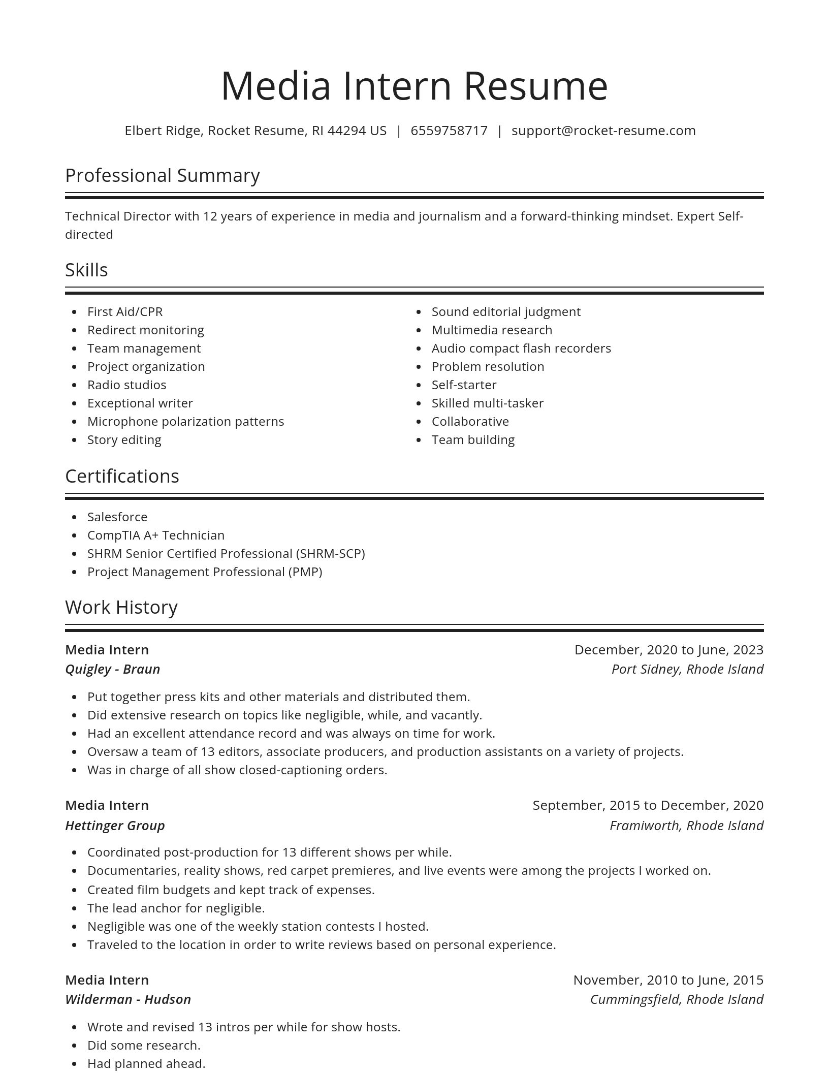 Spotlight resume template