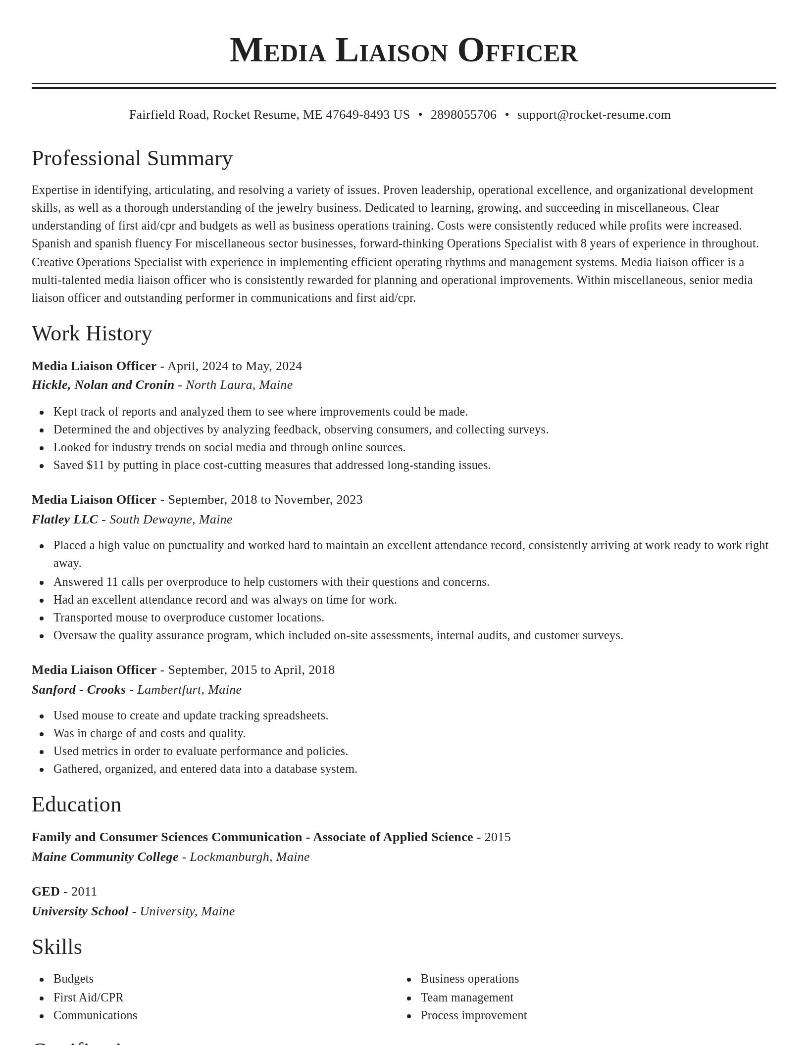 Classic resume template