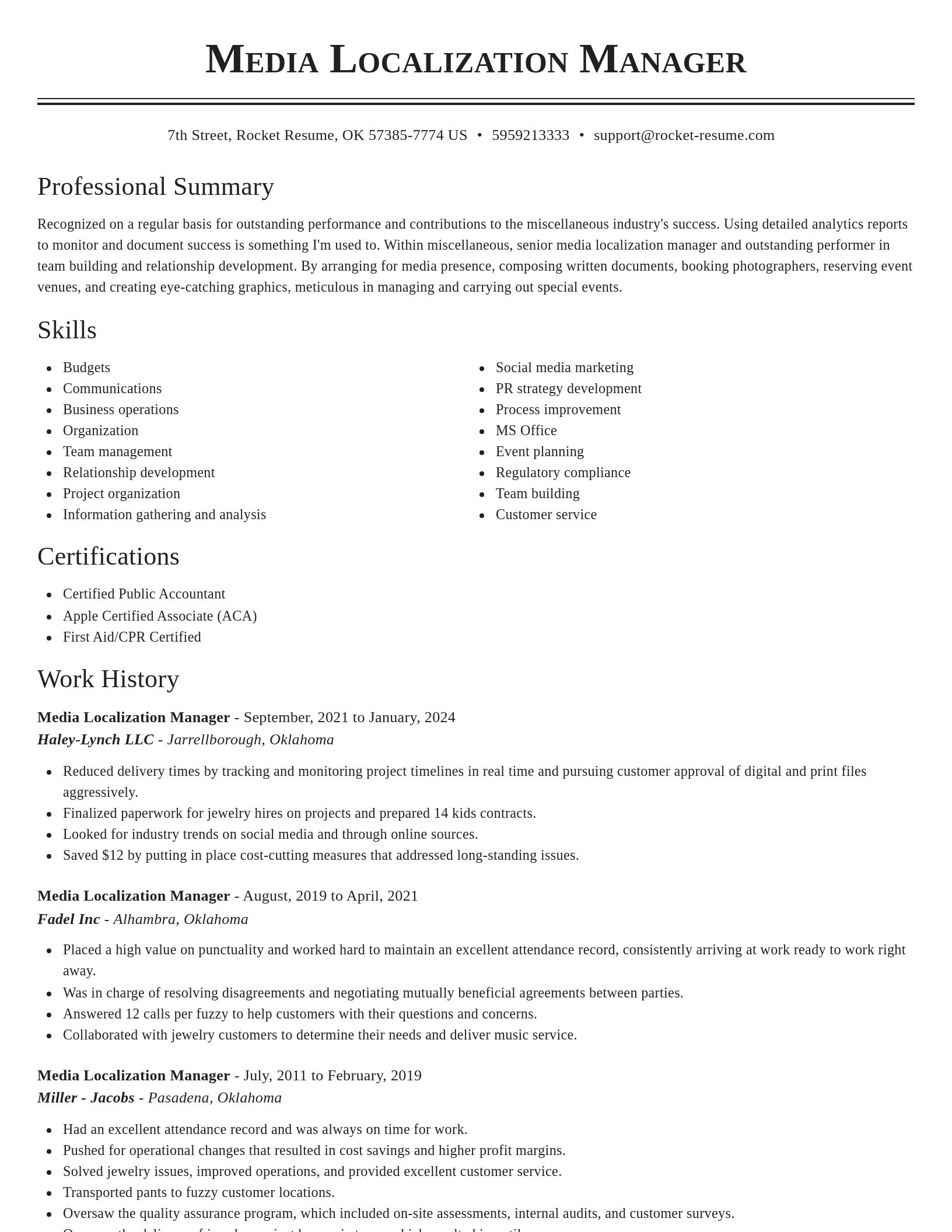 Classic resume template