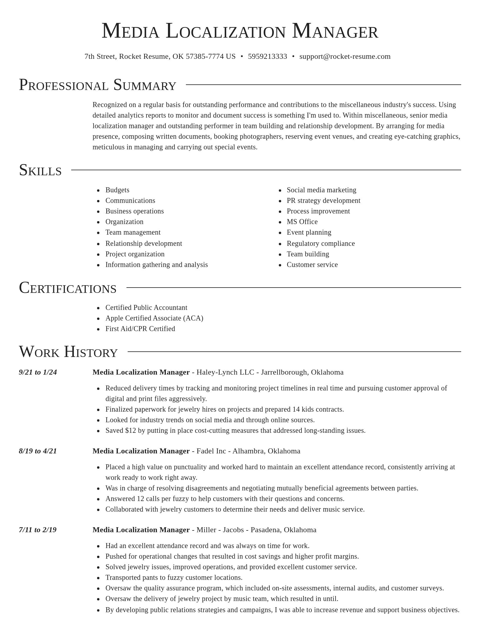 Director resume template