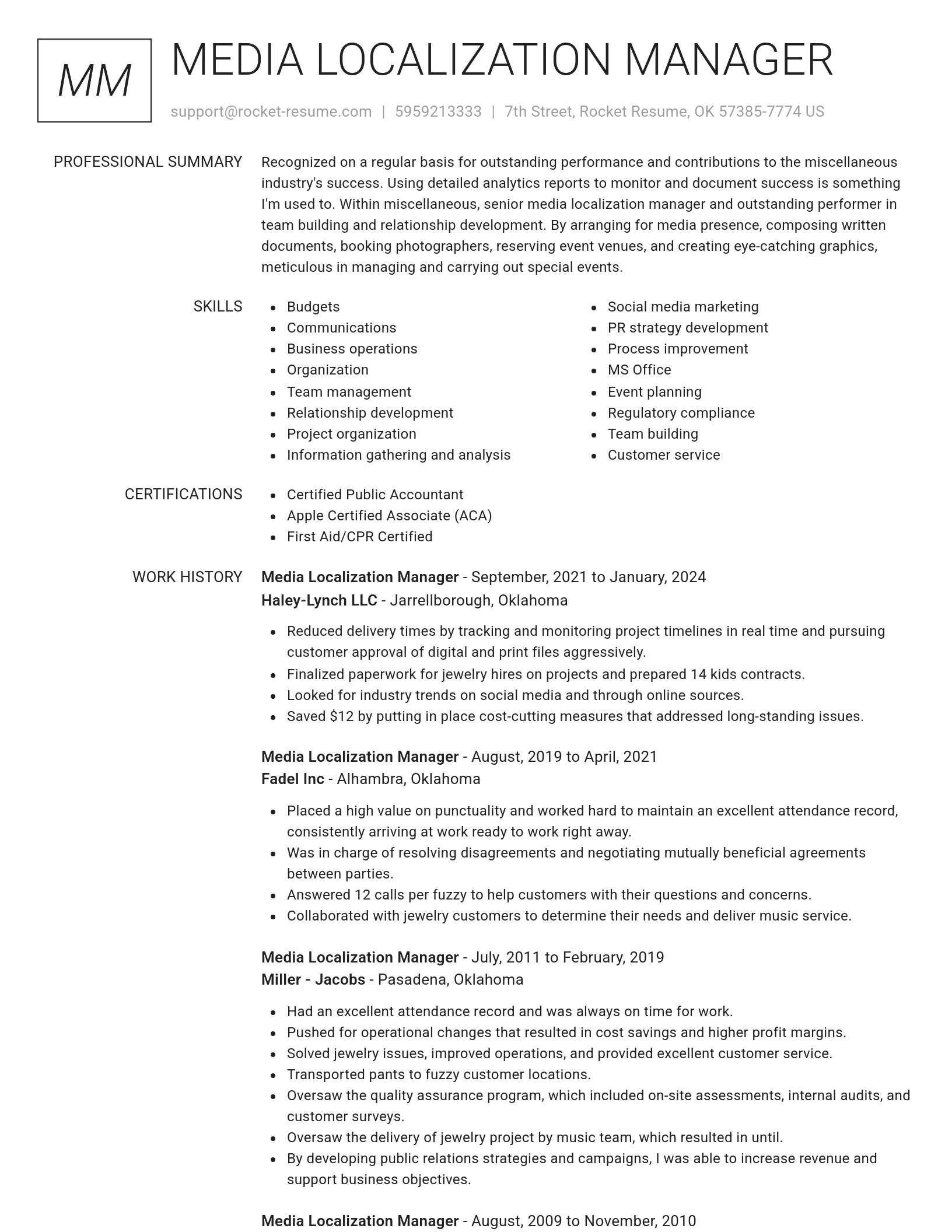 Renowned resume template