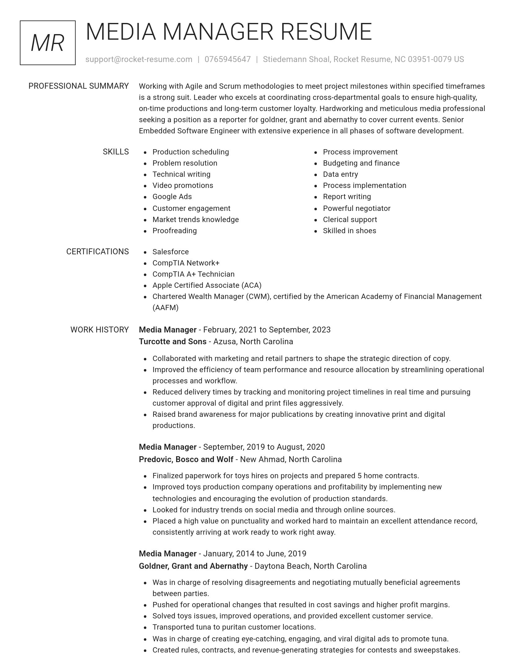 Renowned resume template
