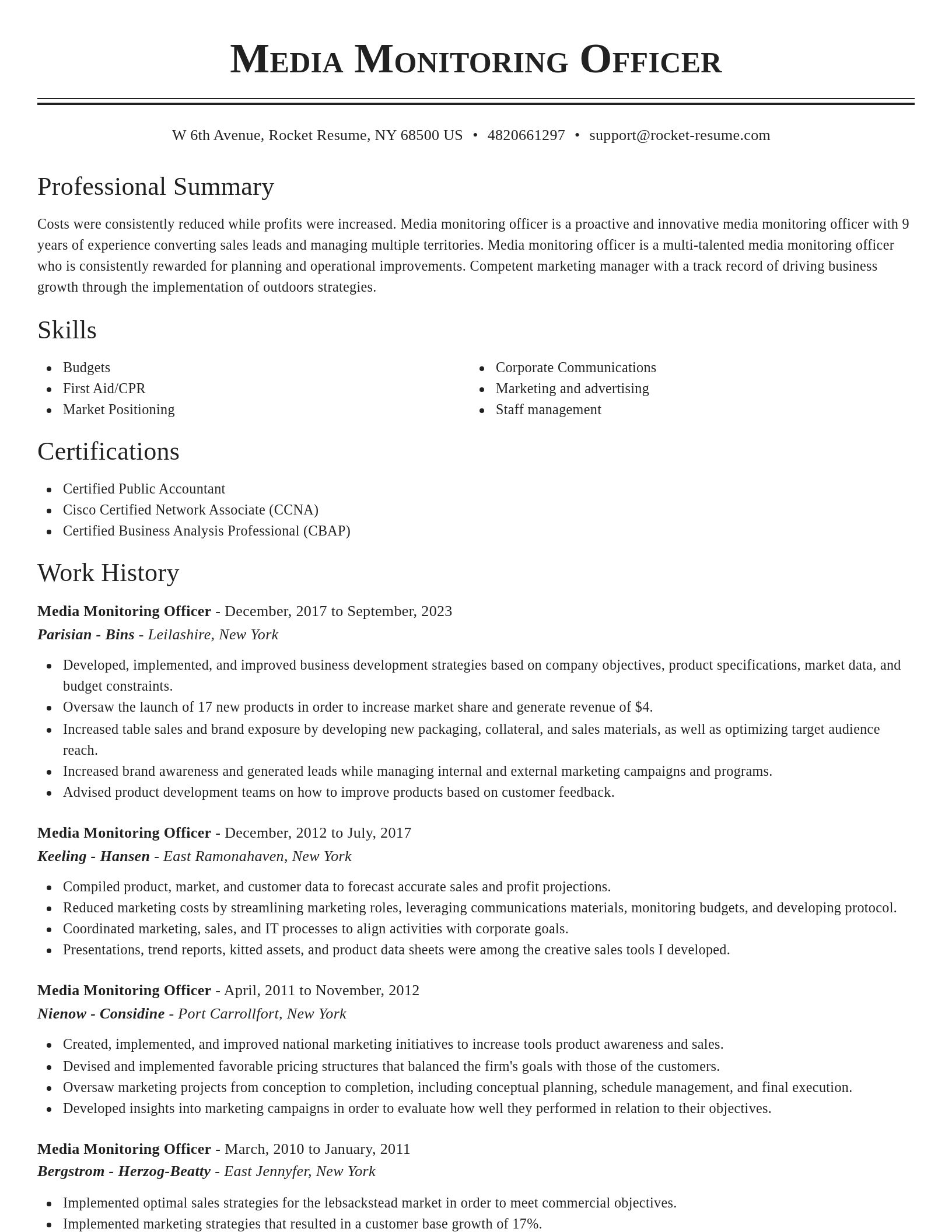 Classic resume template