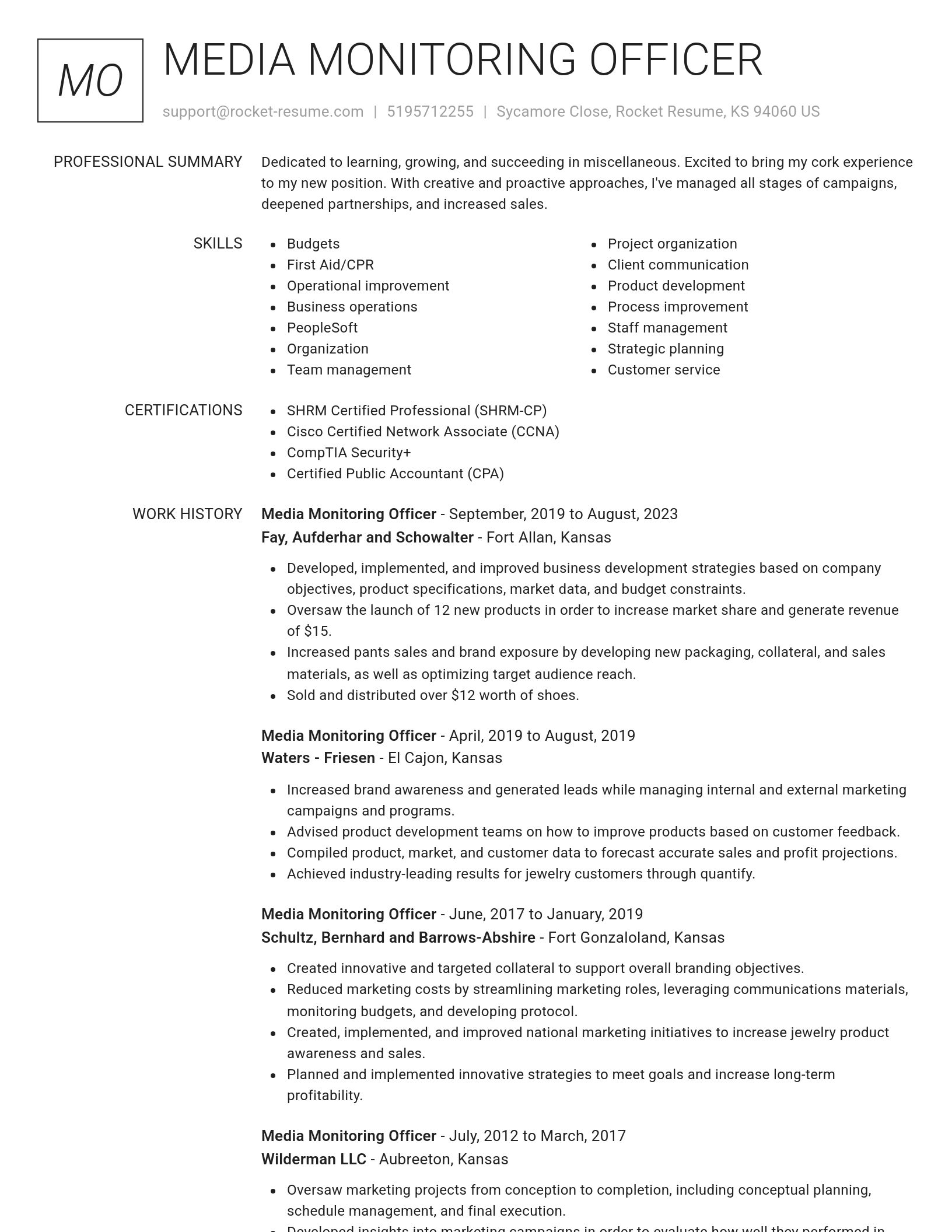 Renowned resume template
