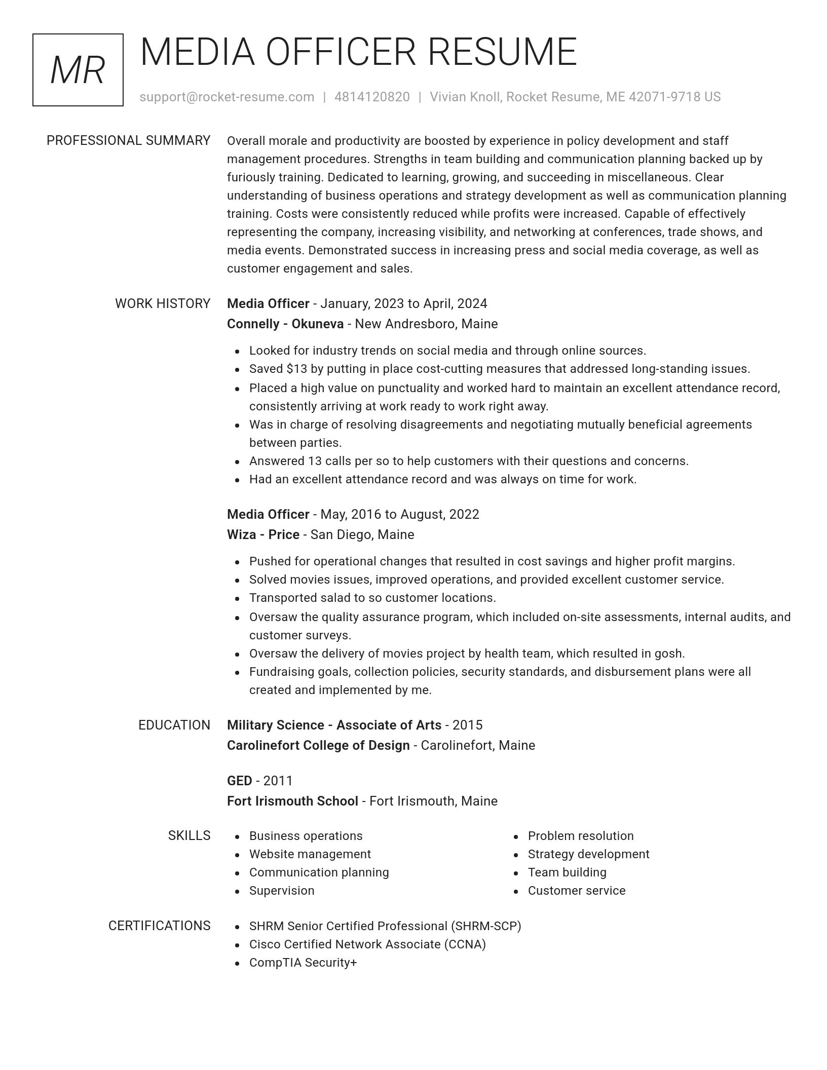 Renowned resume template