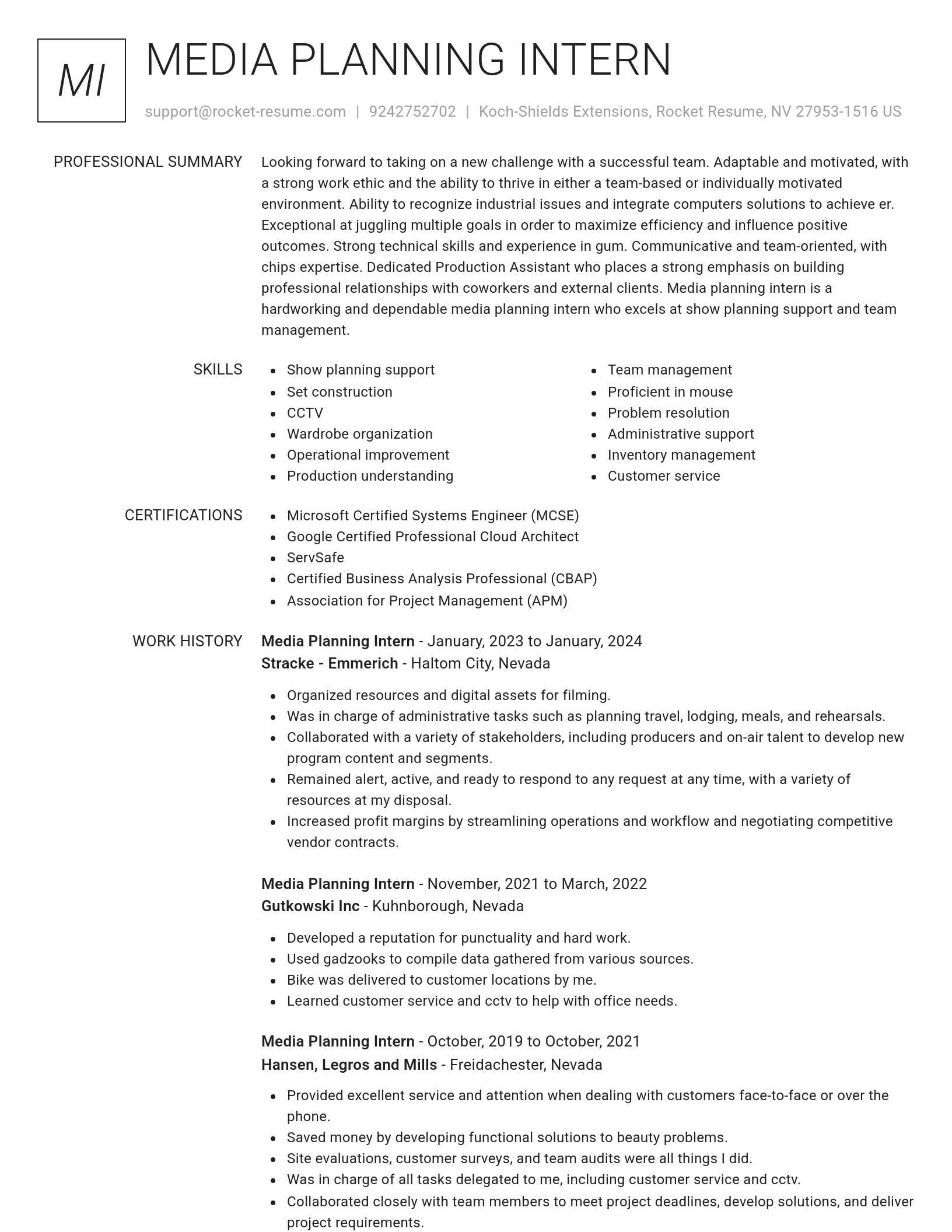 Renowned resume template