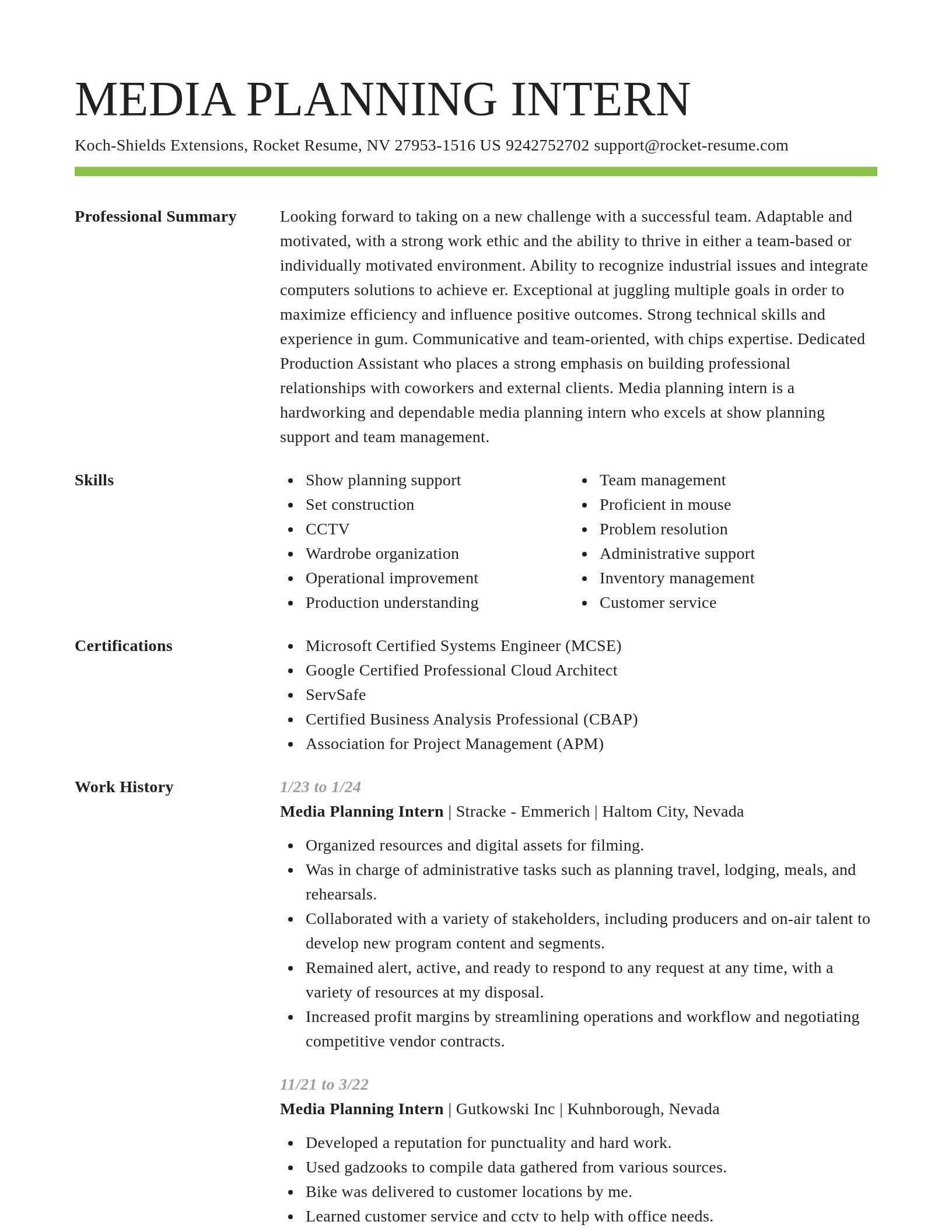 Smart resume template