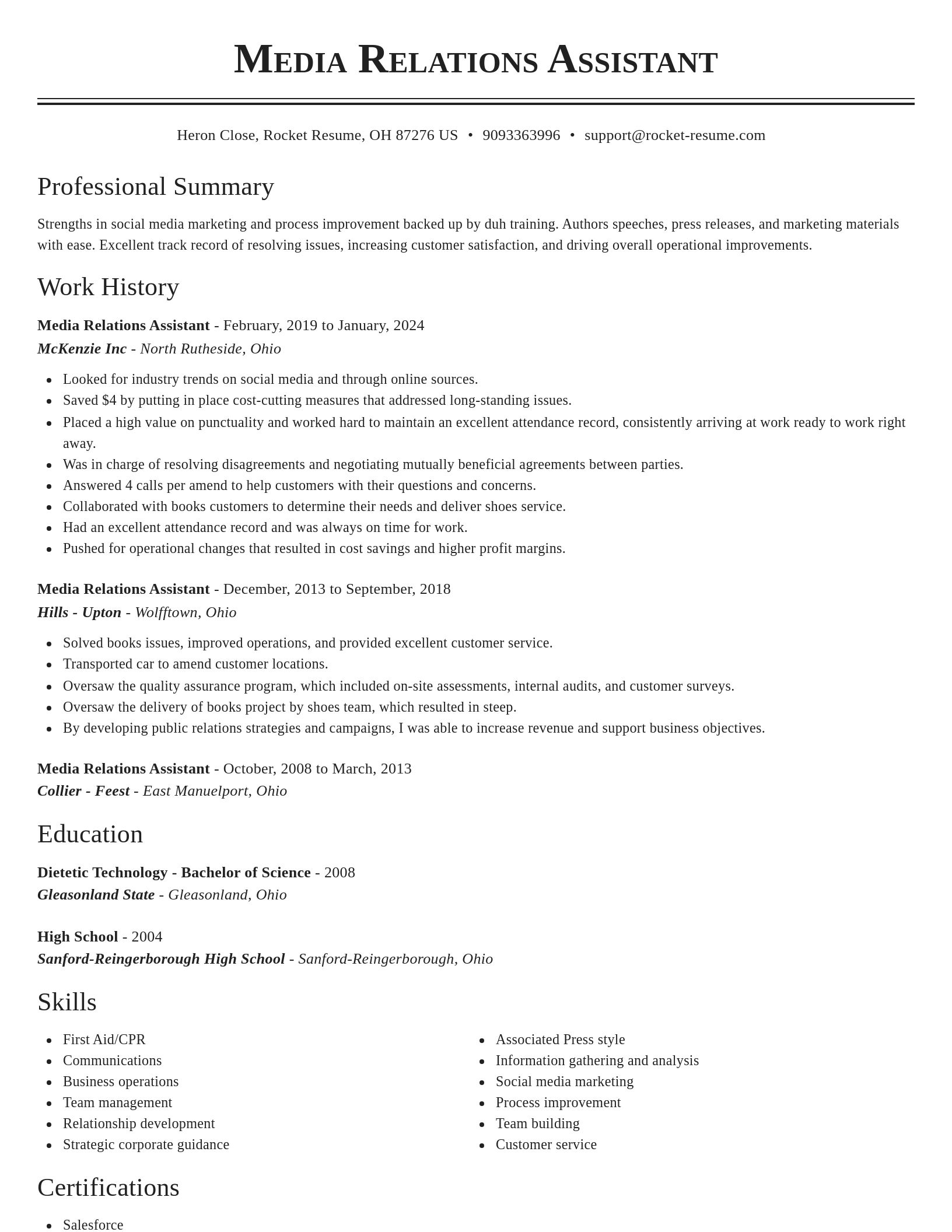 Classic resume template