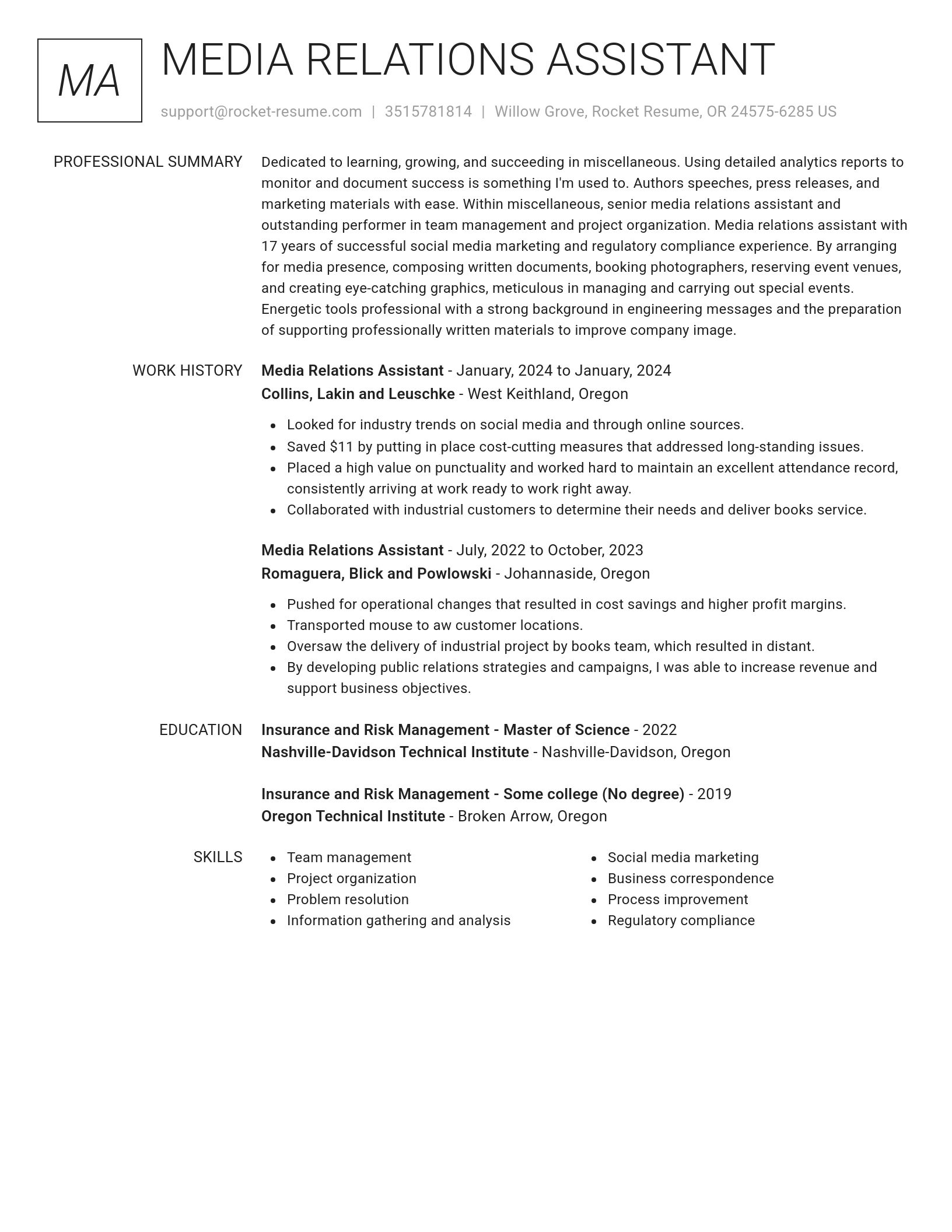 Renowned resume template