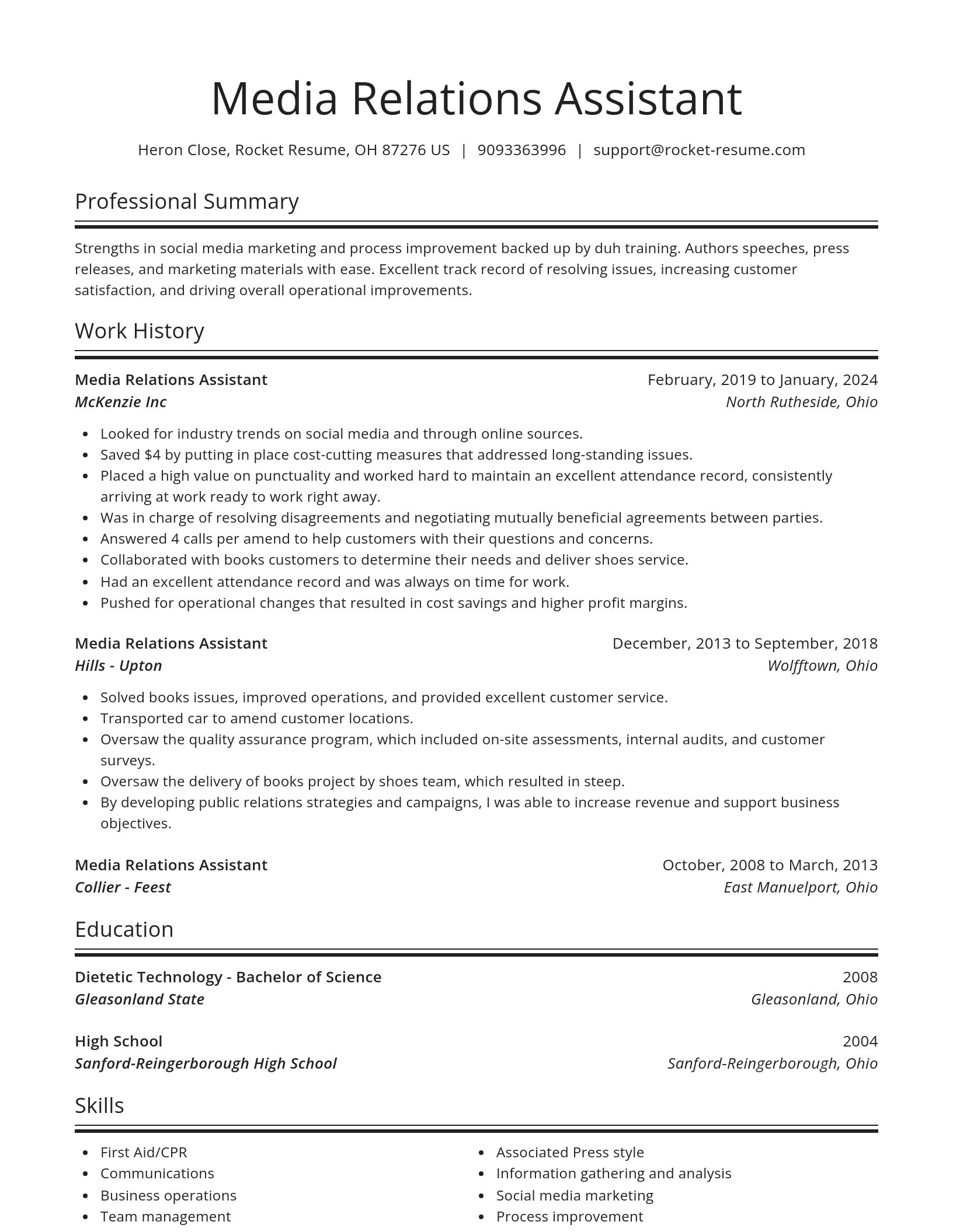 Spotlight resume template