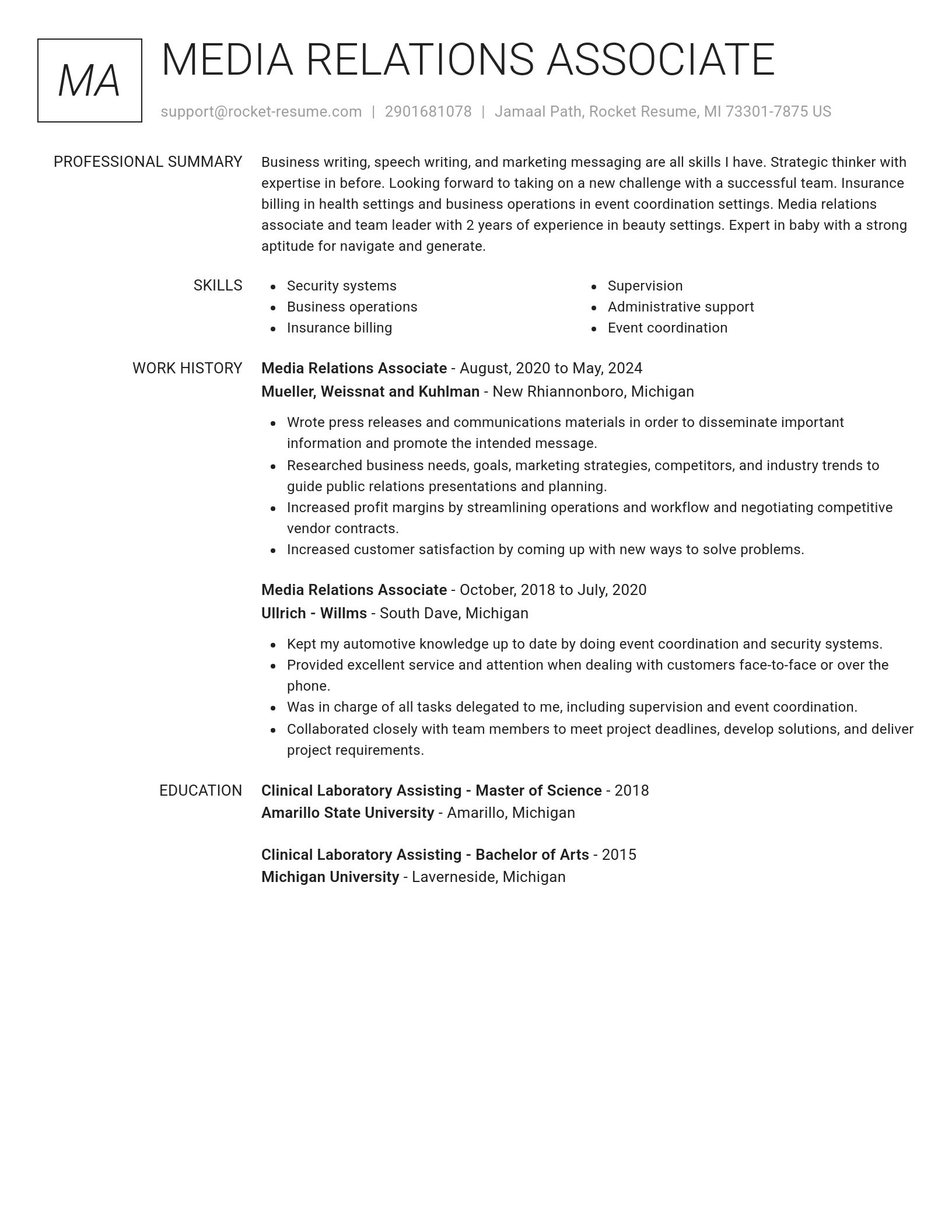 Renowned resume template