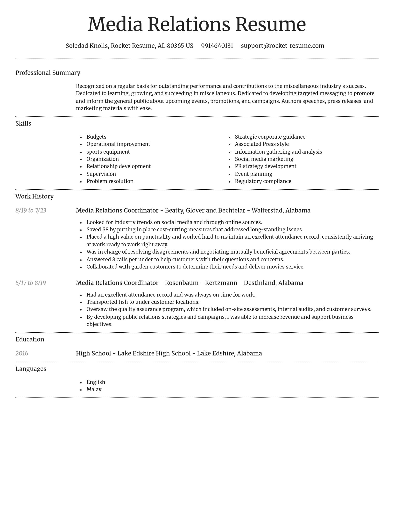 Dignified resume template