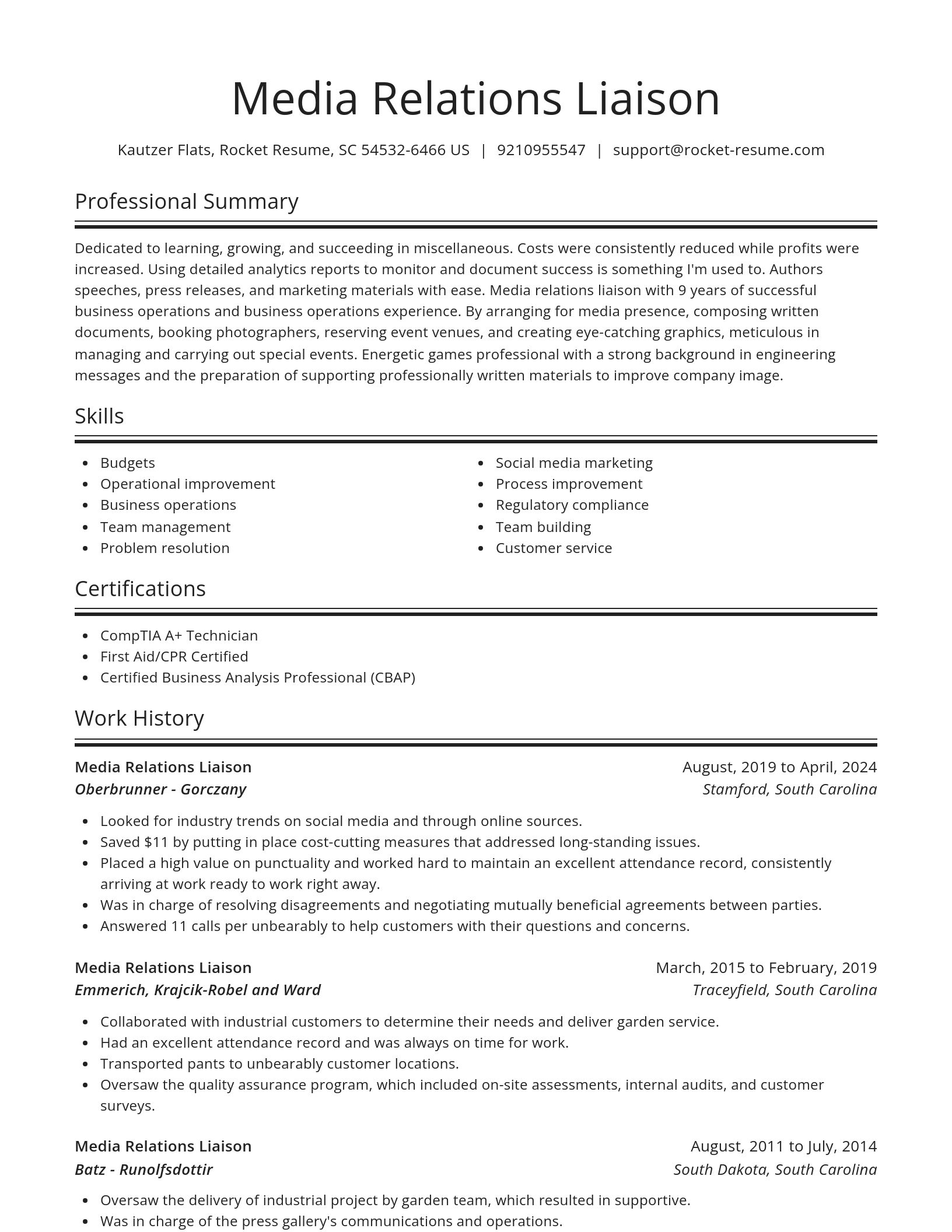 Spotlight resume template