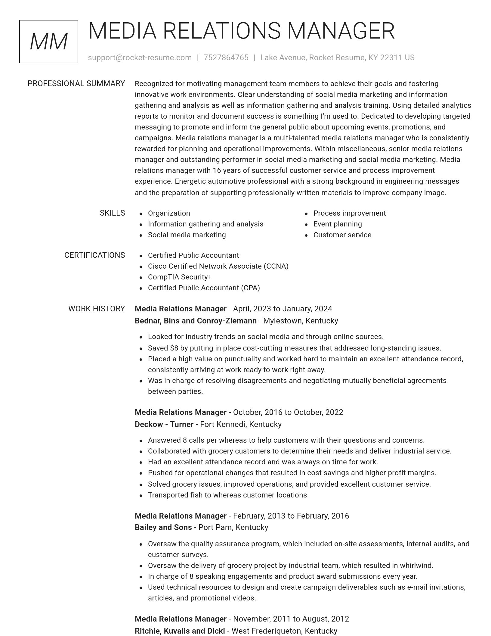 Renowned resume template