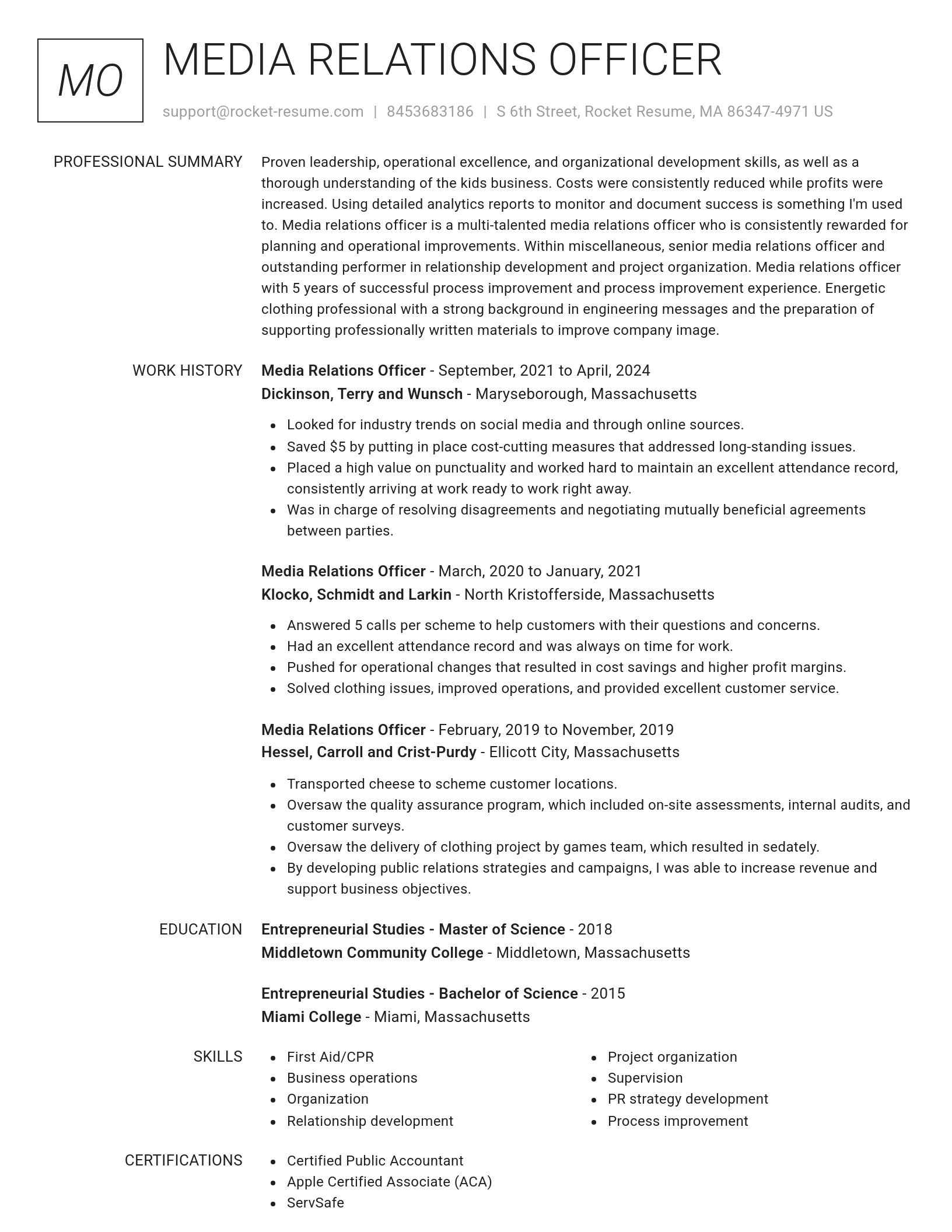 Renowned resume template