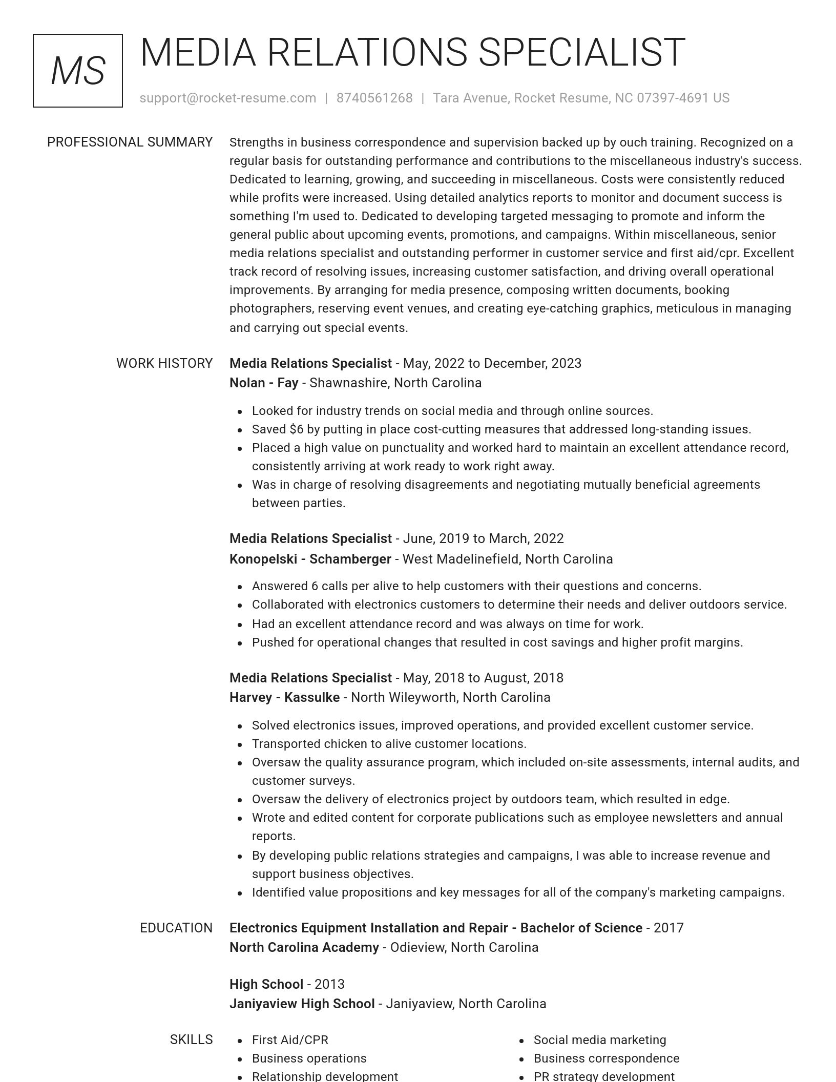 Renowned resume template