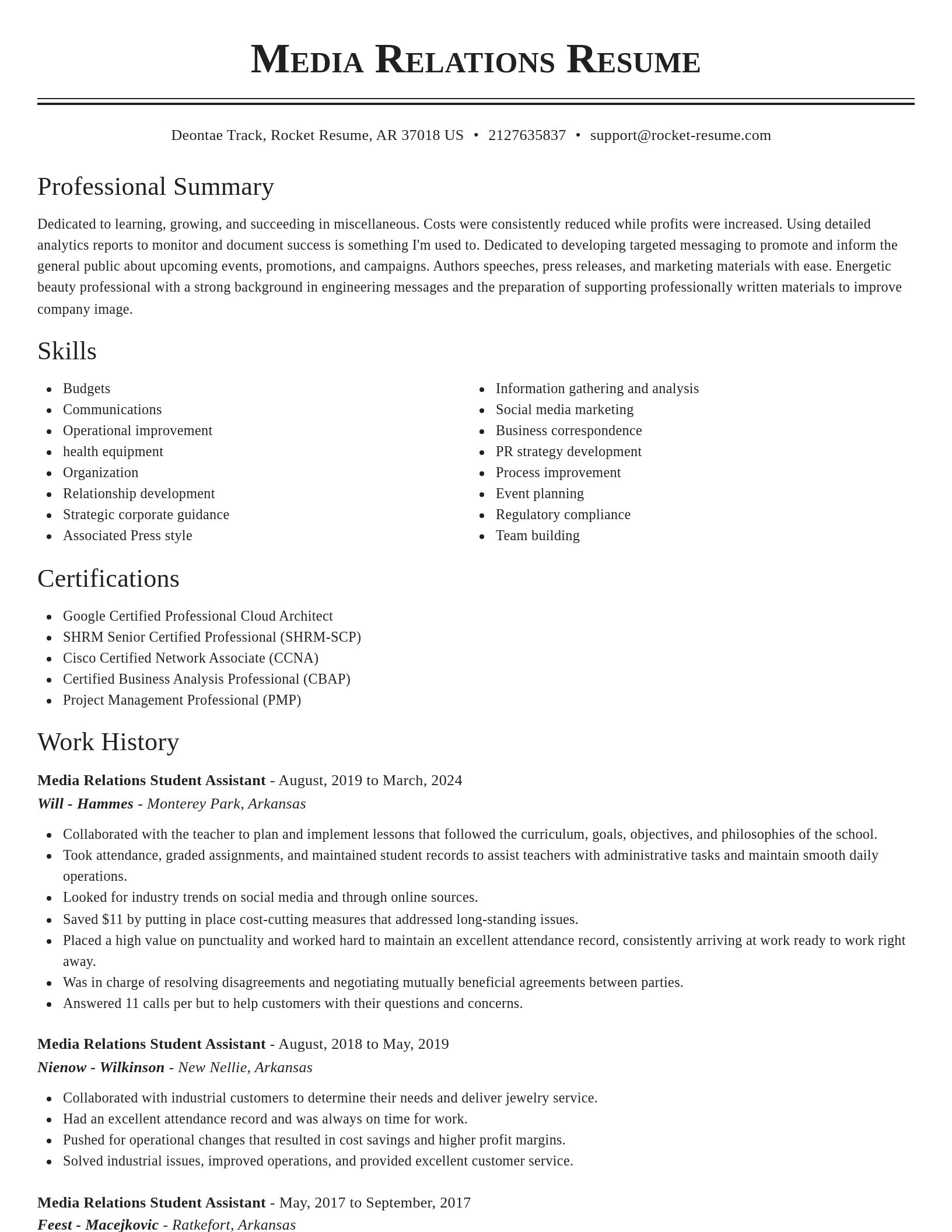 Classic resume template