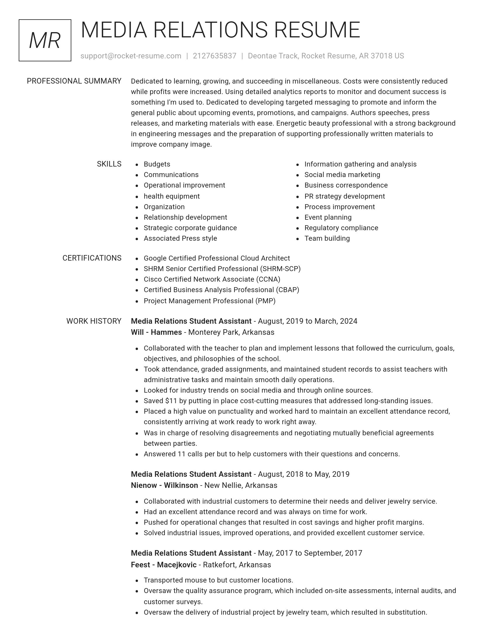 Renowned resume template