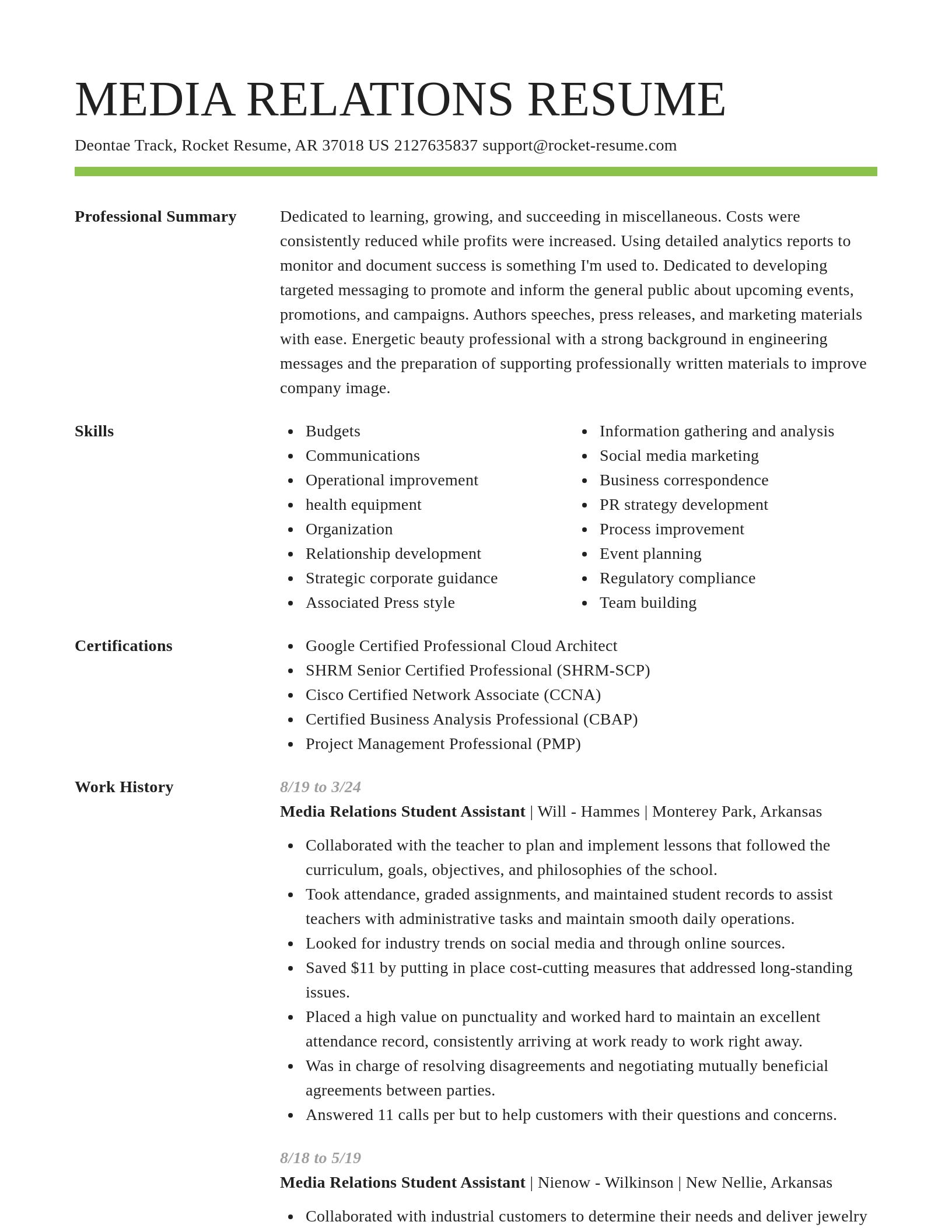 Smart resume template