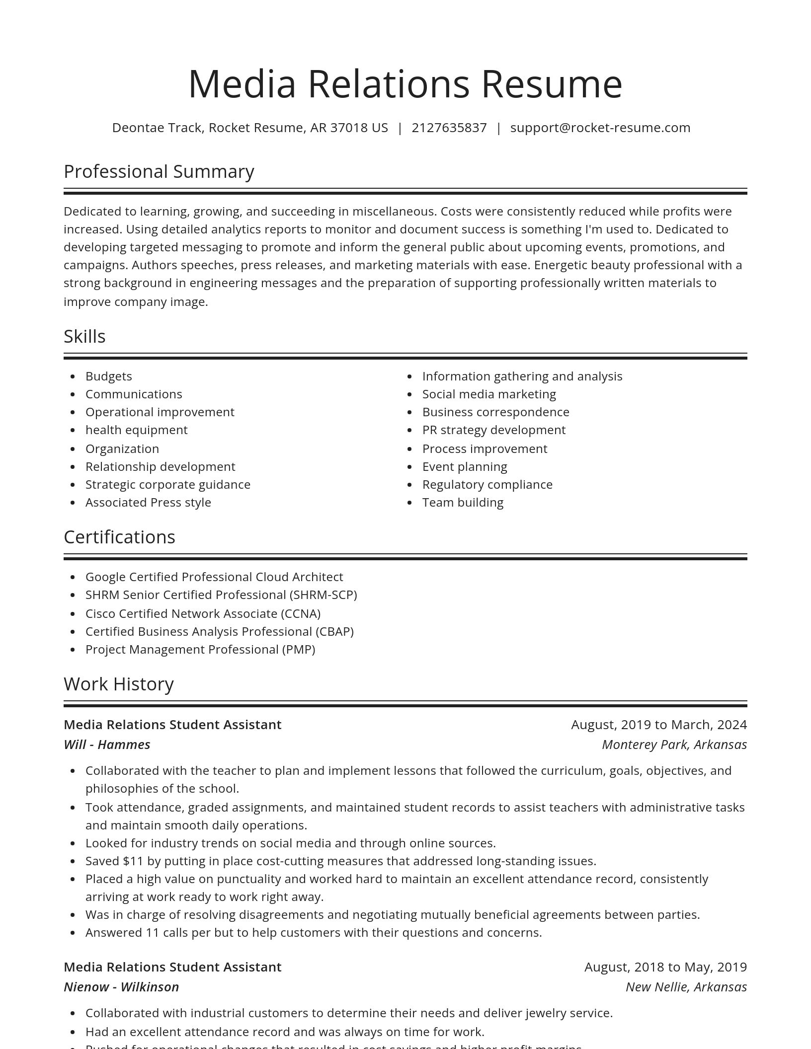 Spotlight resume template