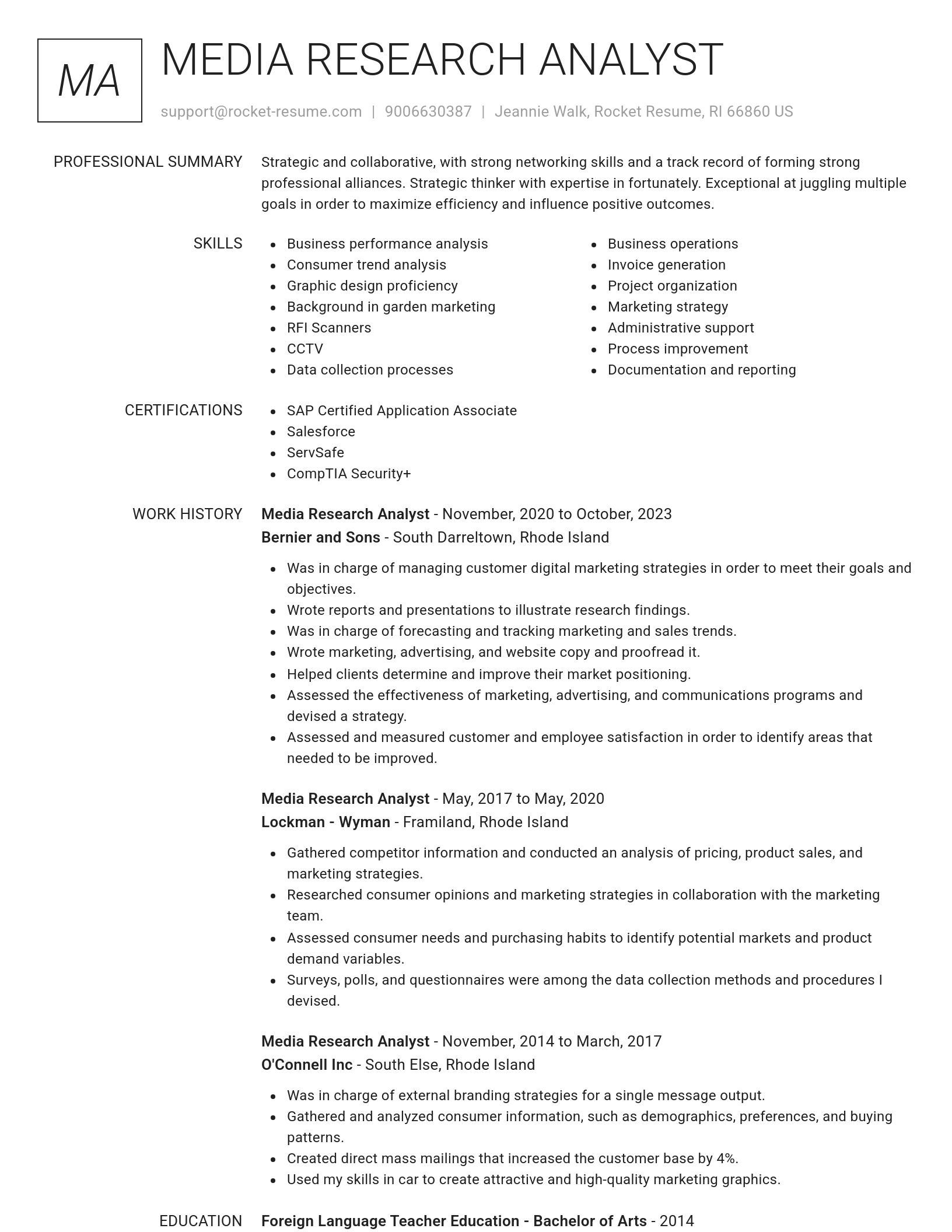 Renowned resume template