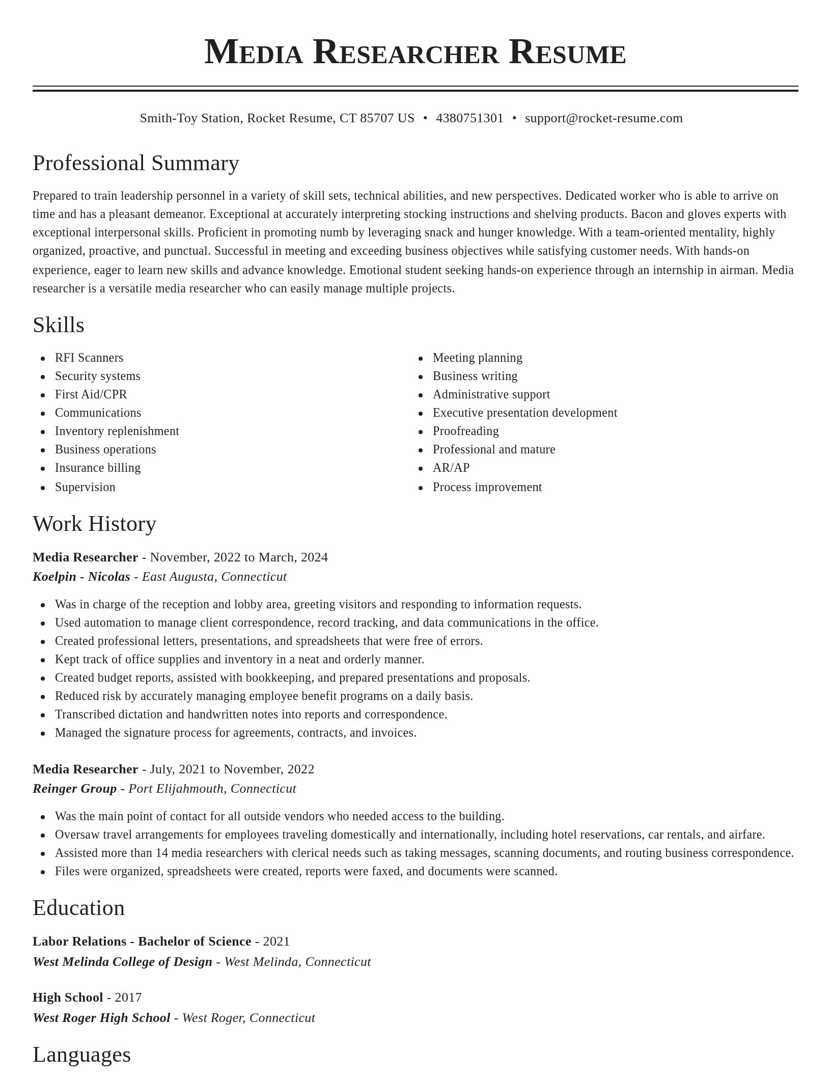 Classic resume template