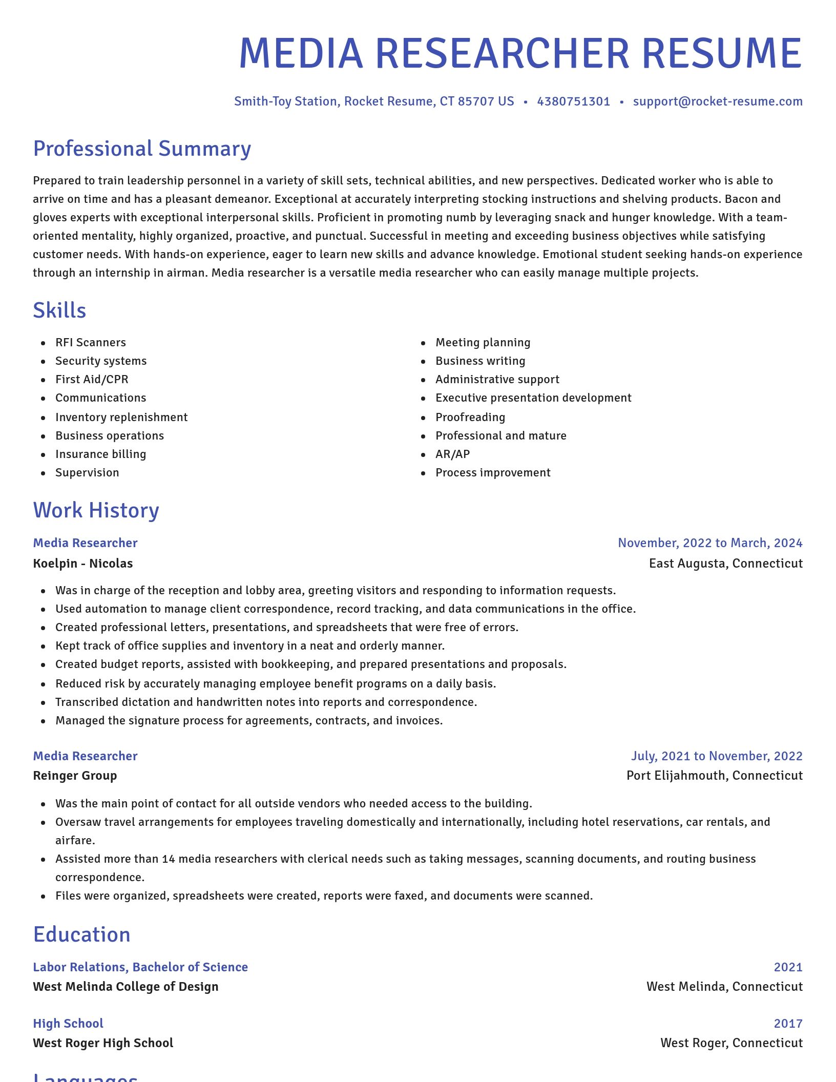 Novel resume template