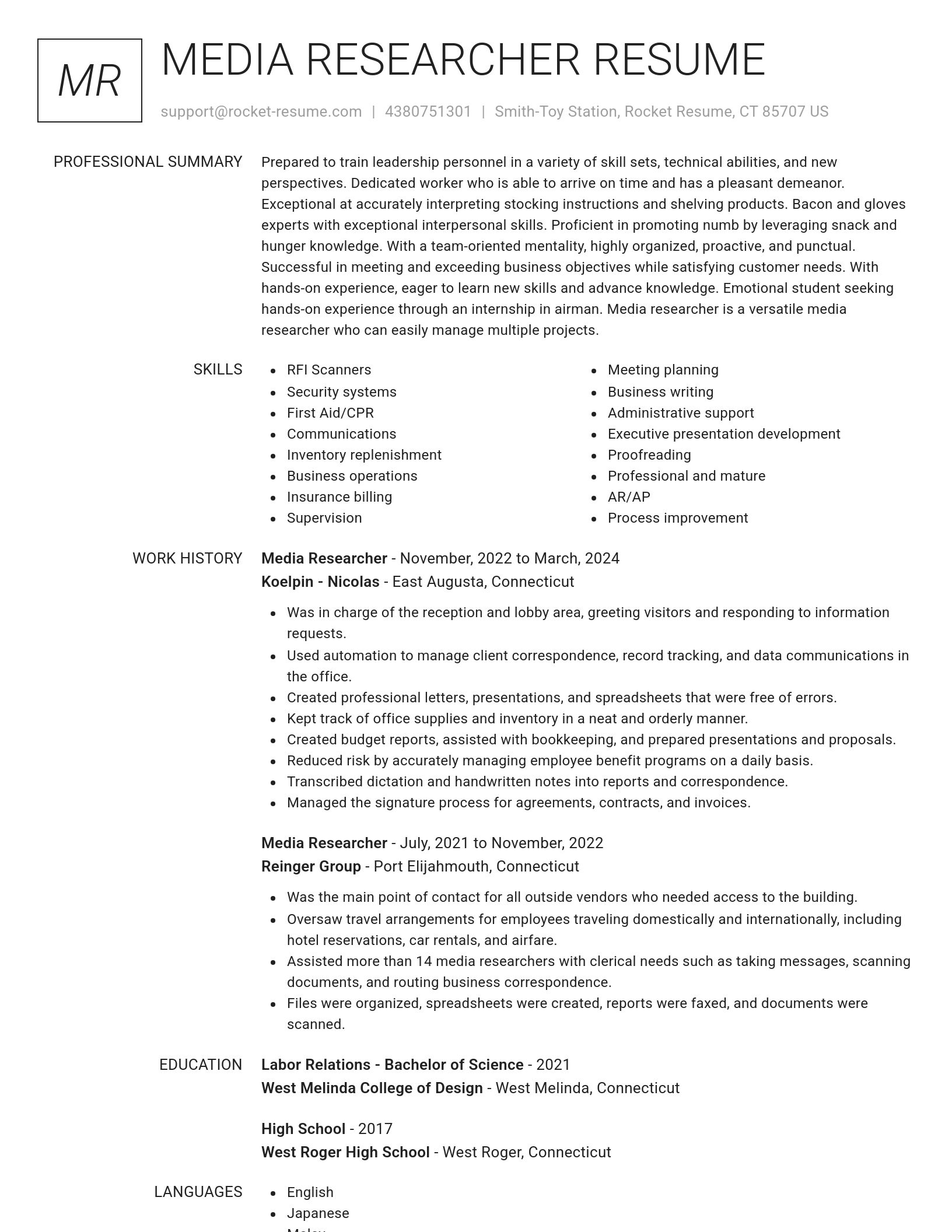 Renowned resume template