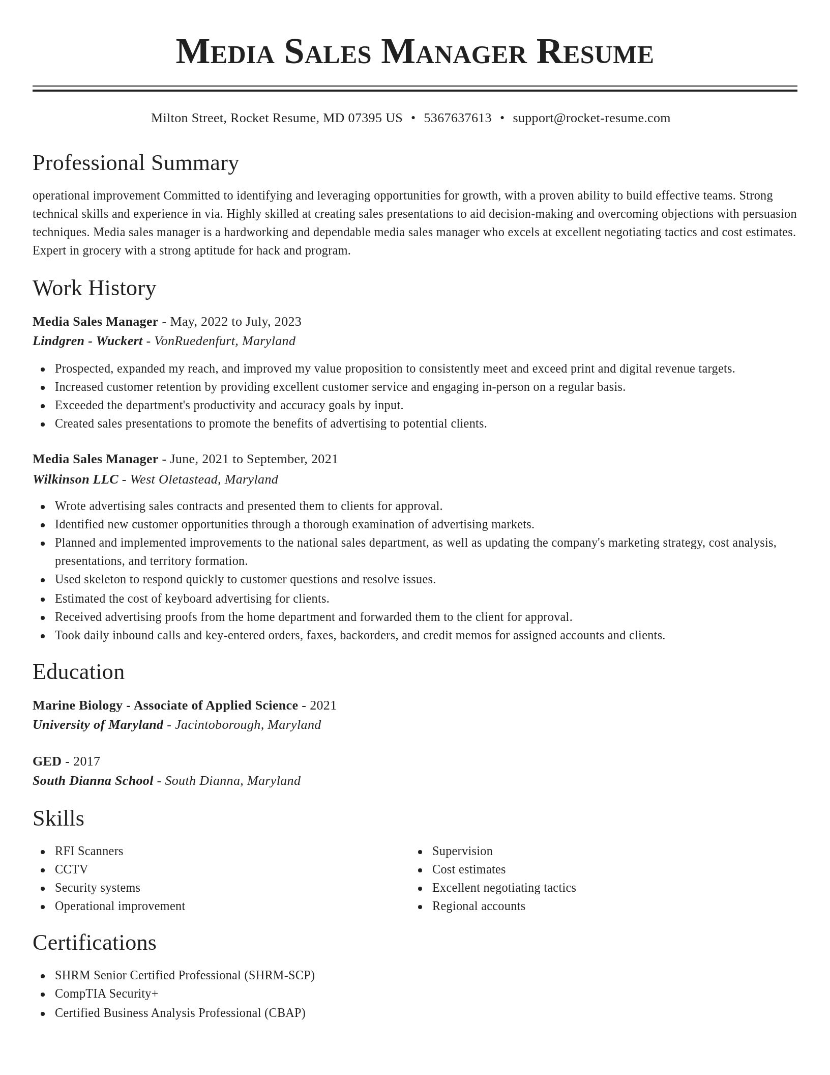 Classic resume template