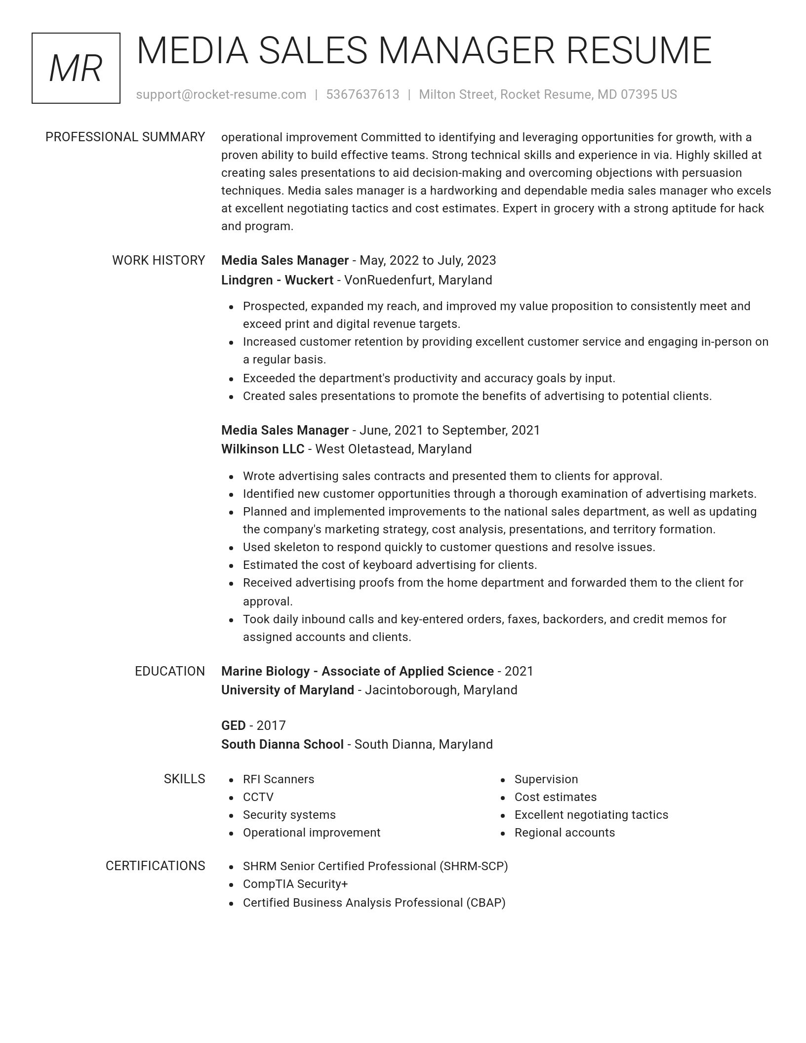 Renowned resume template